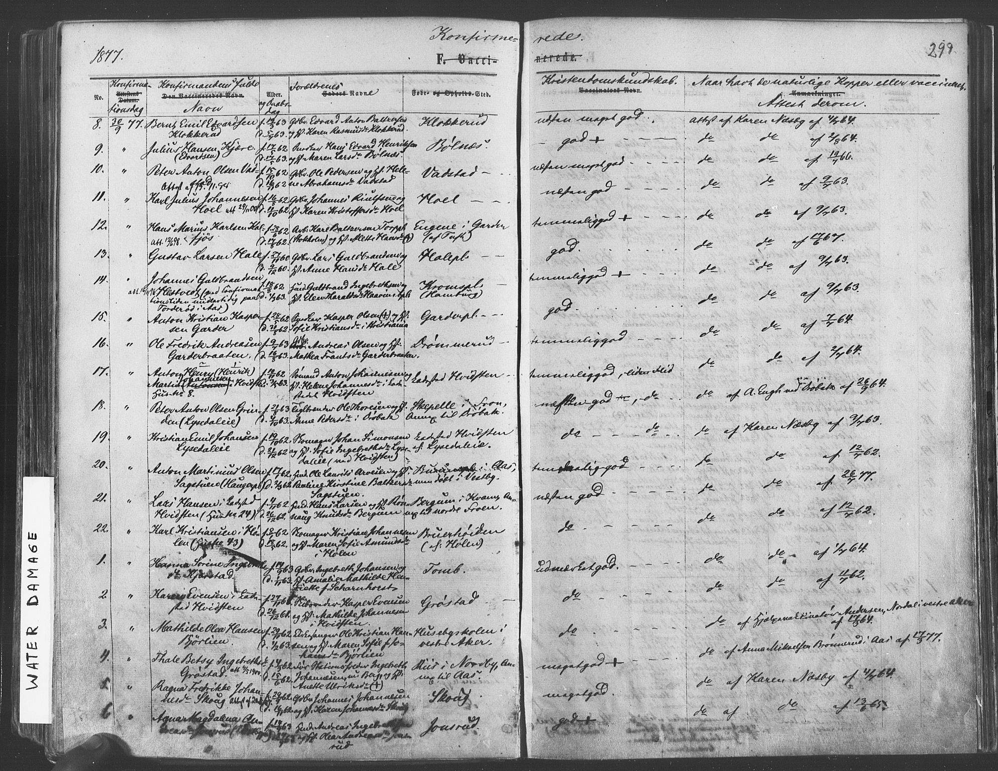 Vestby prestekontor Kirkebøker, SAO/A-10893/F/Fa/L0008: Parish register (official) no. I 8, 1863-1877, p. 299