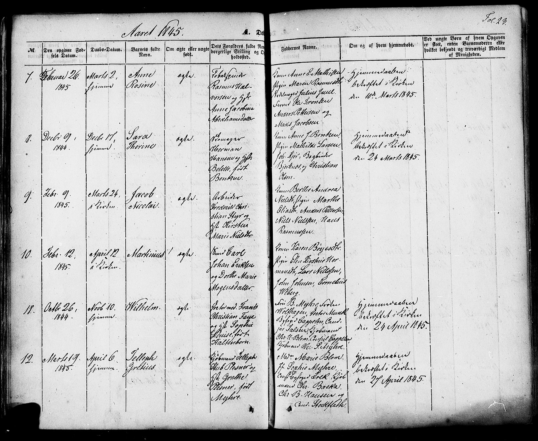 Skien kirkebøker, AV/SAKO-A-302/F/Fa/L0006a: Parish register (official) no. 6A, 1843-1856, p. 23