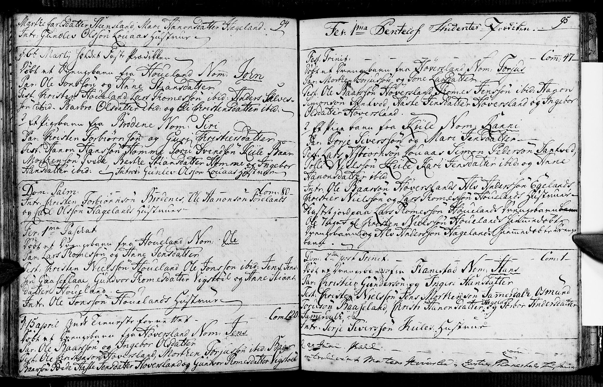 Vennesla sokneprestkontor, AV/SAK-1111-0045/Fa/Faa/L0001: Parish register (official) no. A 1, 1753-1785, p. 94-95