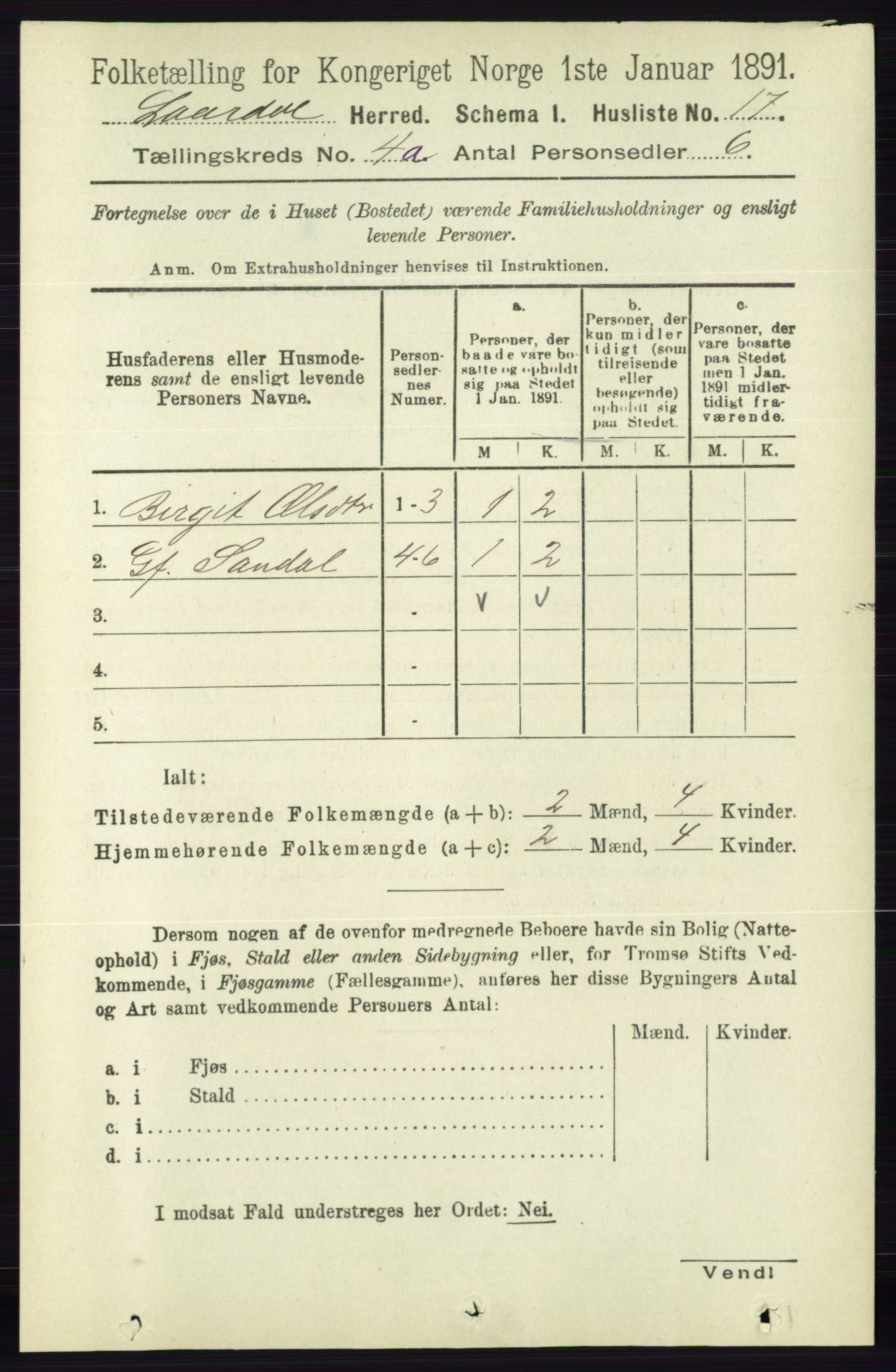 RA, 1891 census for 0833 Lårdal, 1891, p. 1017