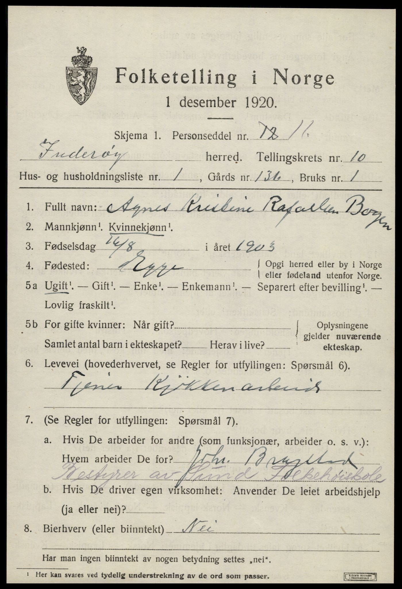 SAT, 1920 census for Inderøy, 1920, p. 6639