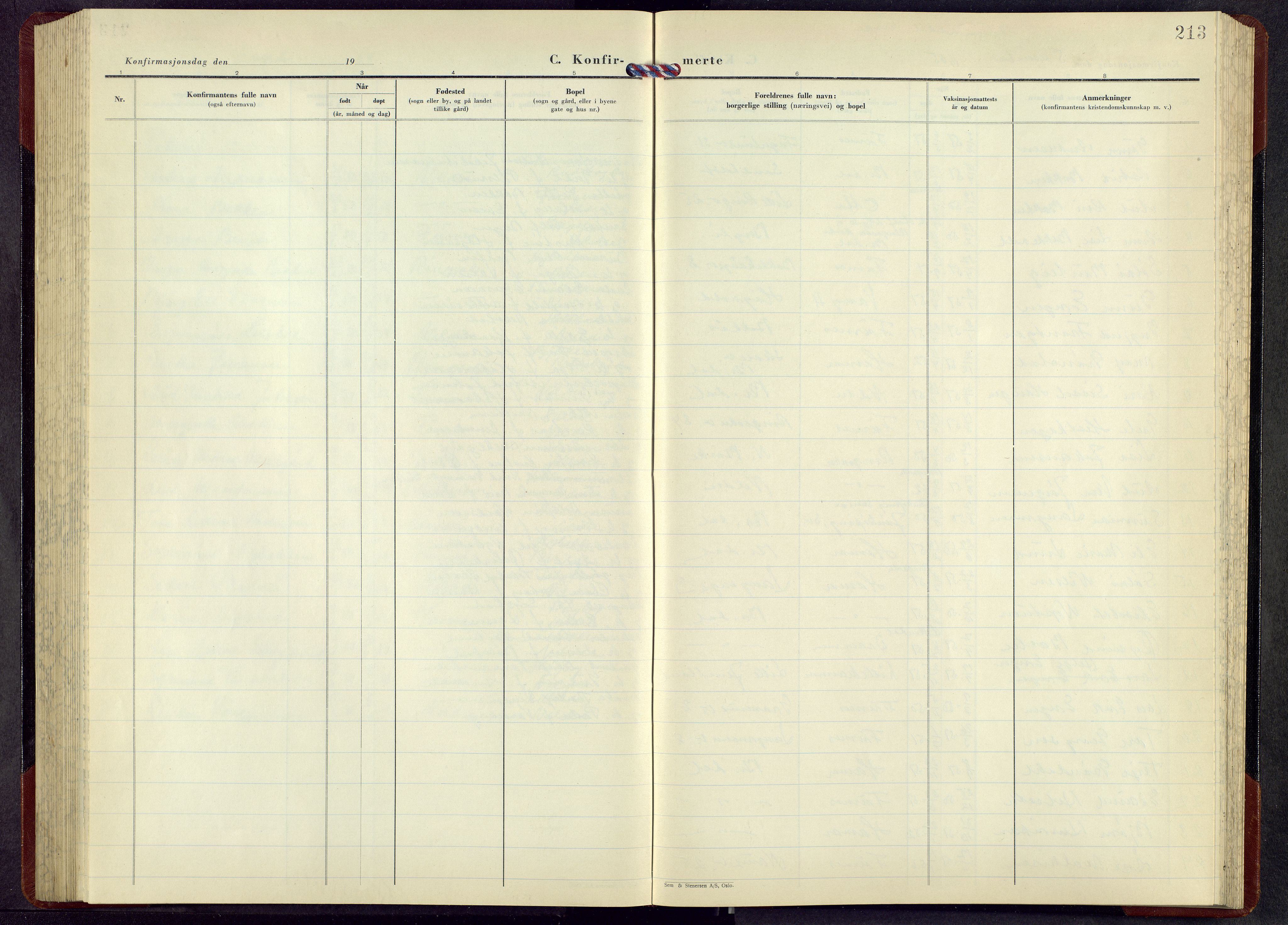 Veldre prestekontor, AV/SAH-PREST-018/L/La/L0003: Parish register (copy) no. 3, 1950-1967, p. 213