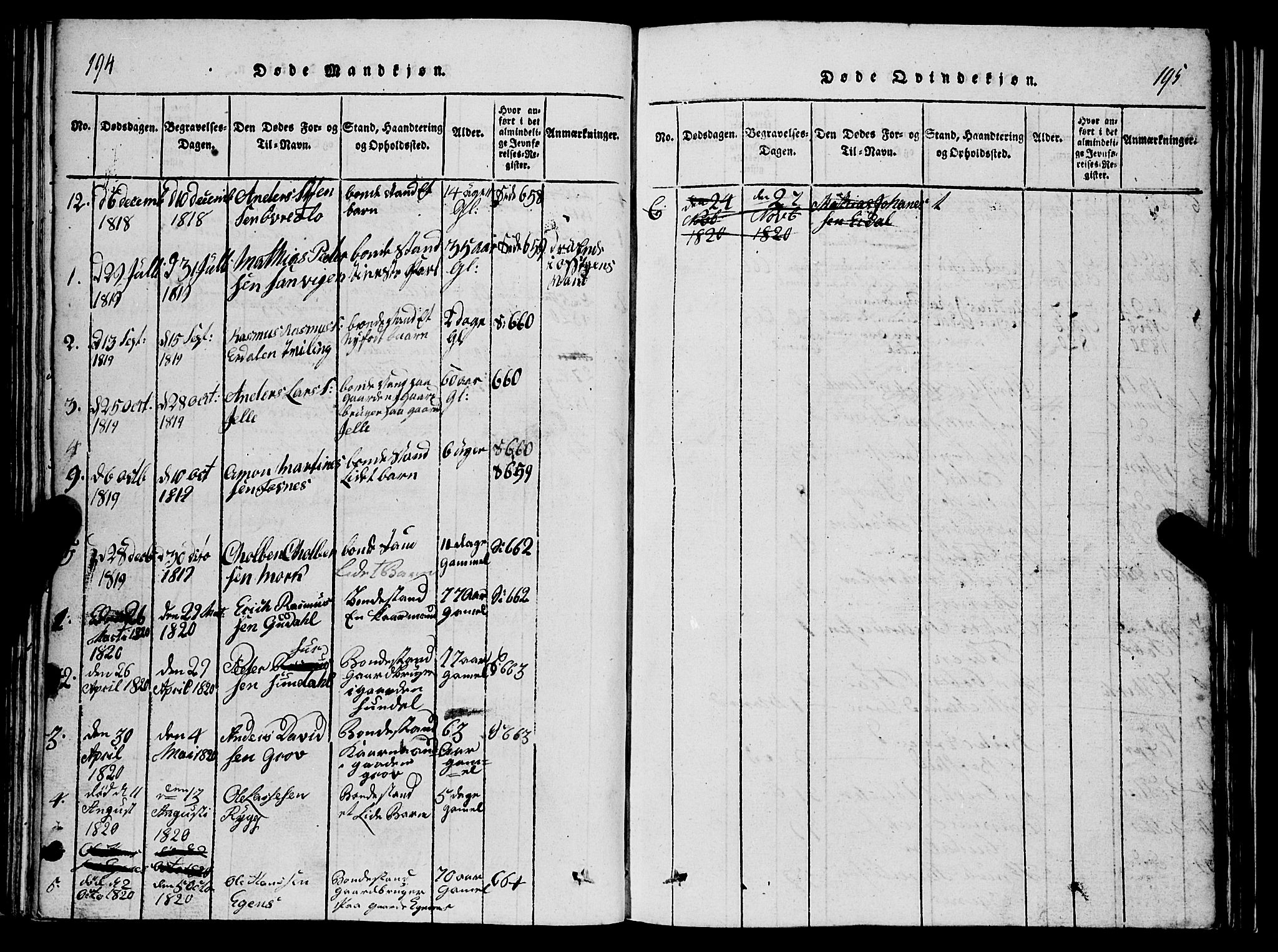 Stryn Sokneprestembete, SAB/A-82501: Parish register (copy) no. C 1, 1801-1845, p. 194-195