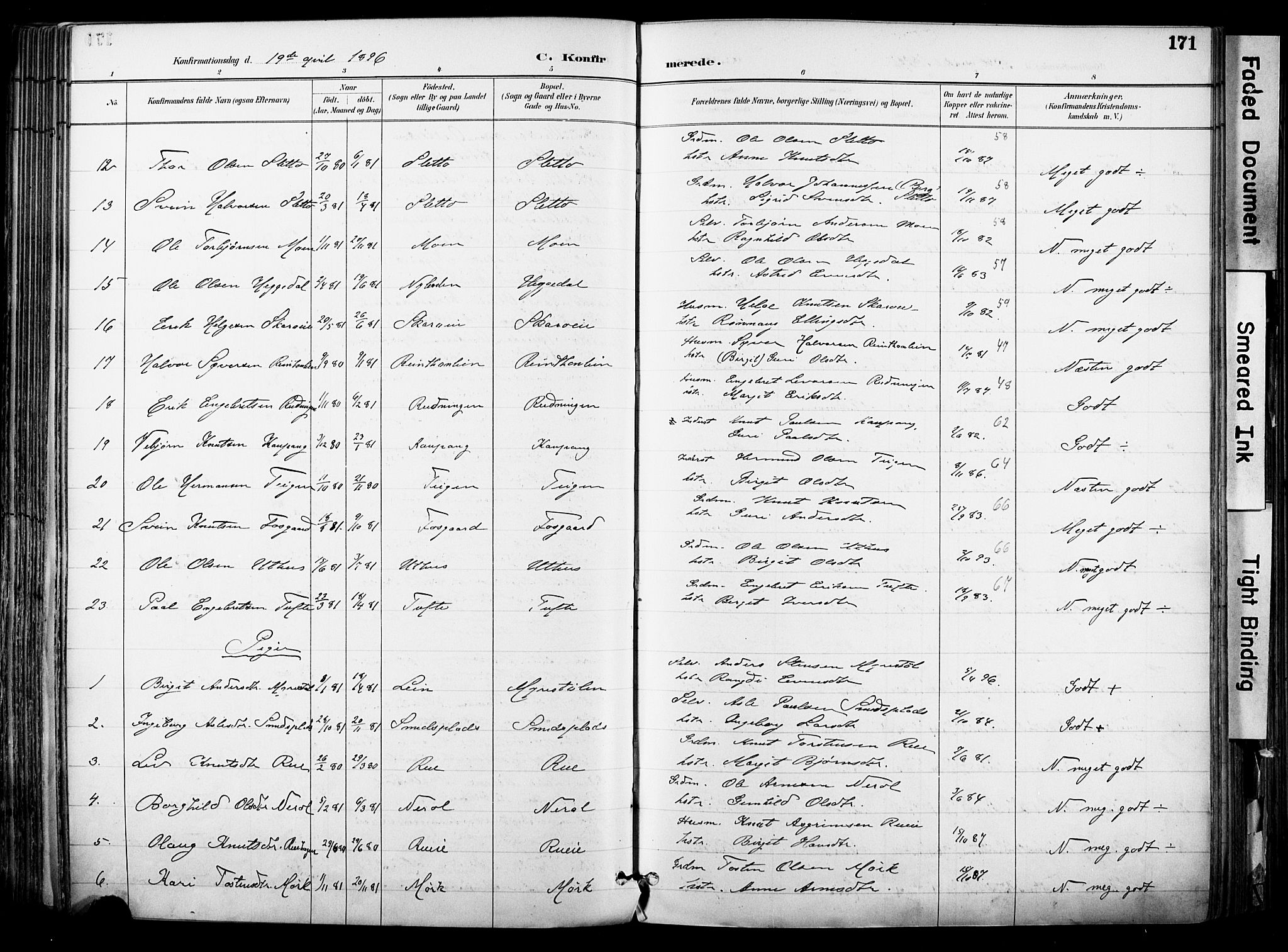 Hol kirkebøker, AV/SAKO-A-227/F/Fa/L0003: Parish register (official) no. I 3, 1887-1918, p. 171