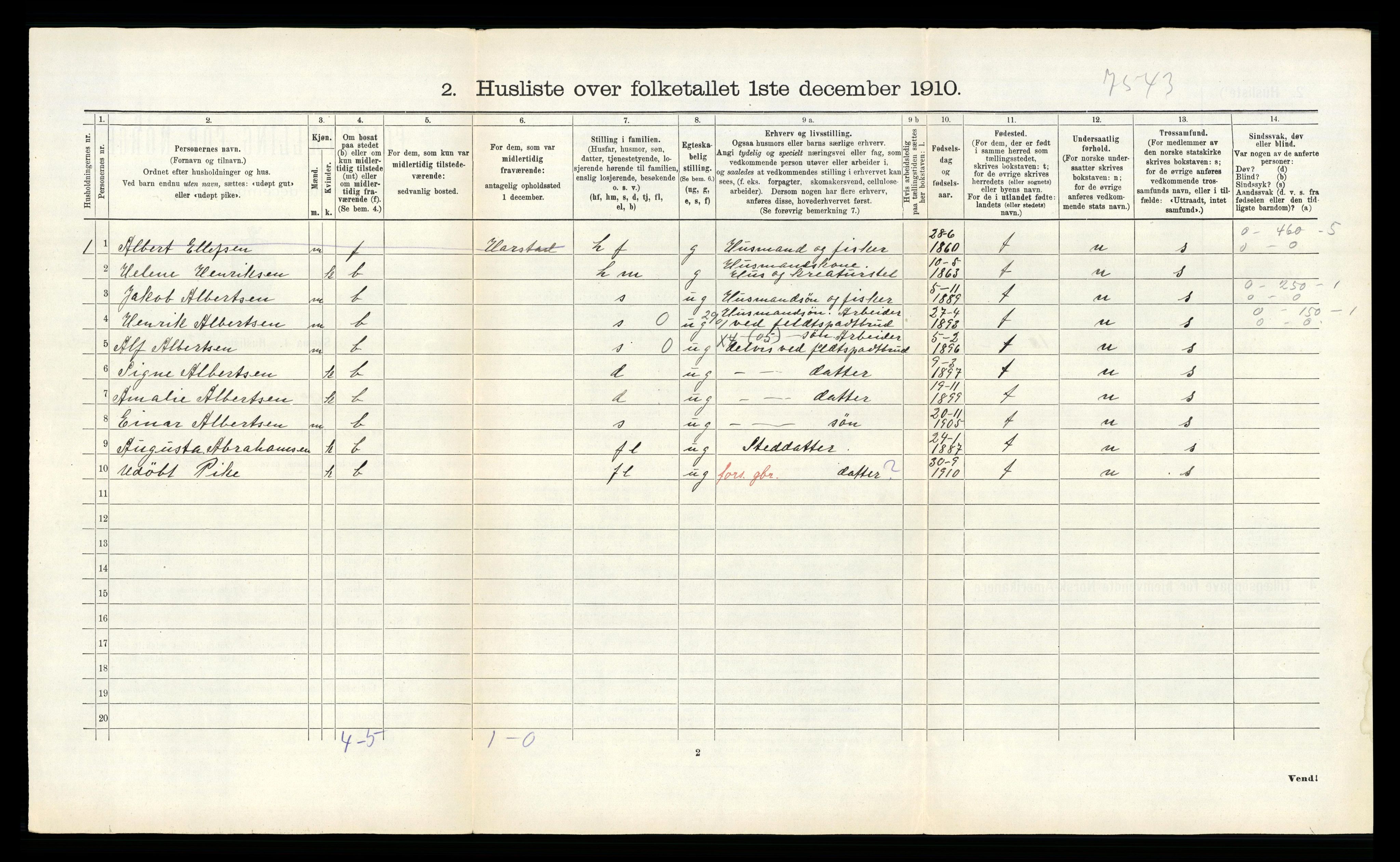 RA, 1910 census for Tysfjord, 1910, p. 286