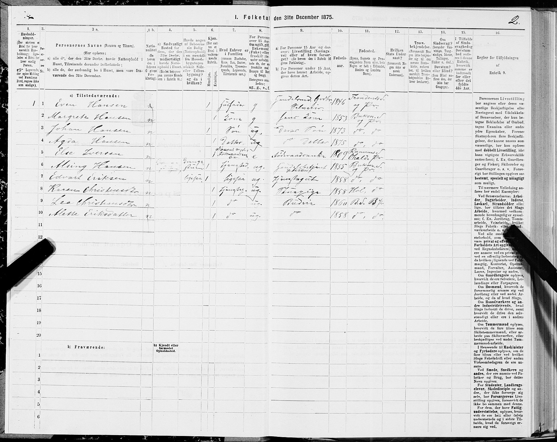 SAT, 1875 census for 1860P Buksnes, 1875, p. 1002