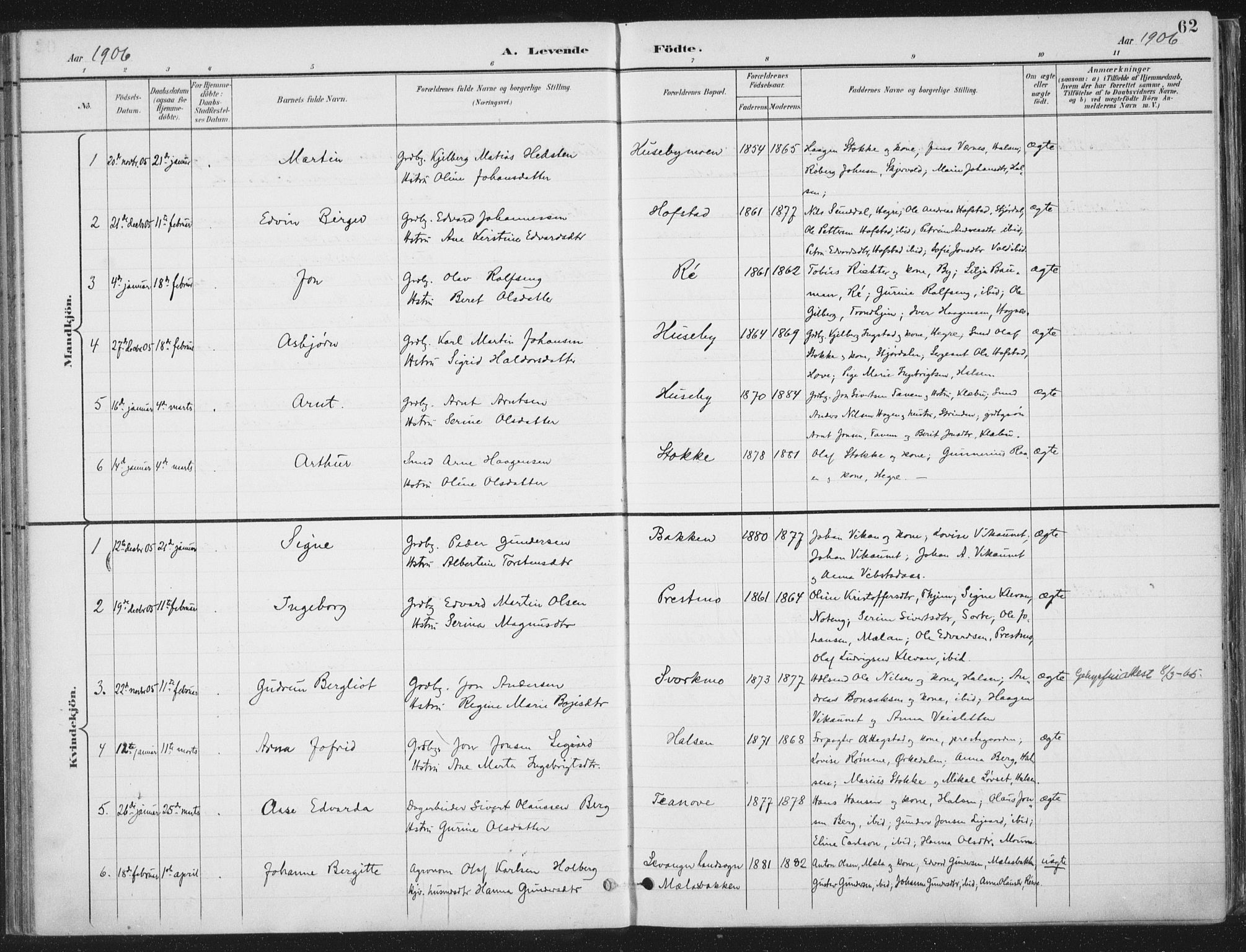 Ministerialprotokoller, klokkerbøker og fødselsregistre - Nord-Trøndelag, SAT/A-1458/709/L0082: Parish register (official) no. 709A22, 1896-1916, p. 62