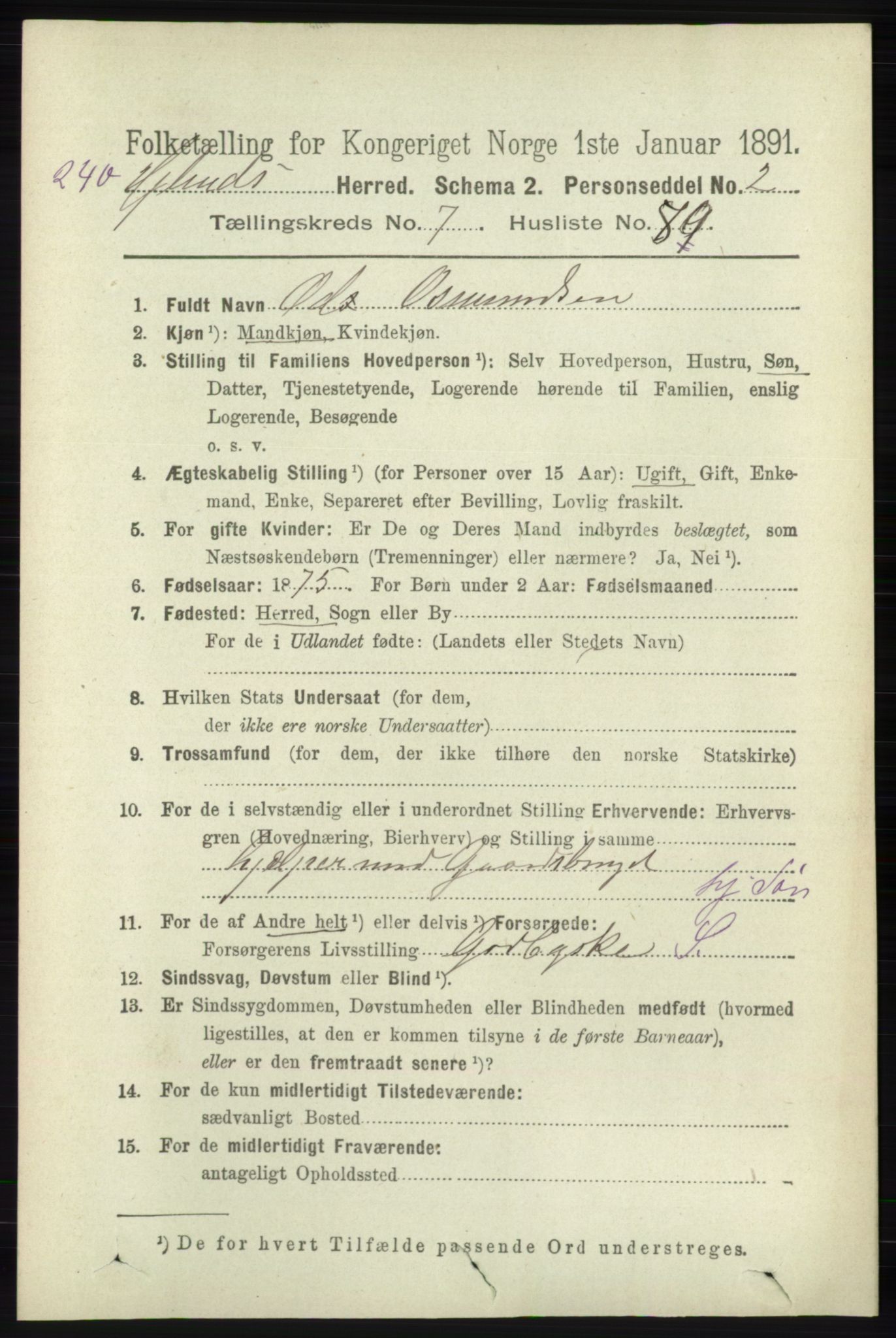 RA, 1891 census for 1133 Hjelmeland, 1891, p. 2395