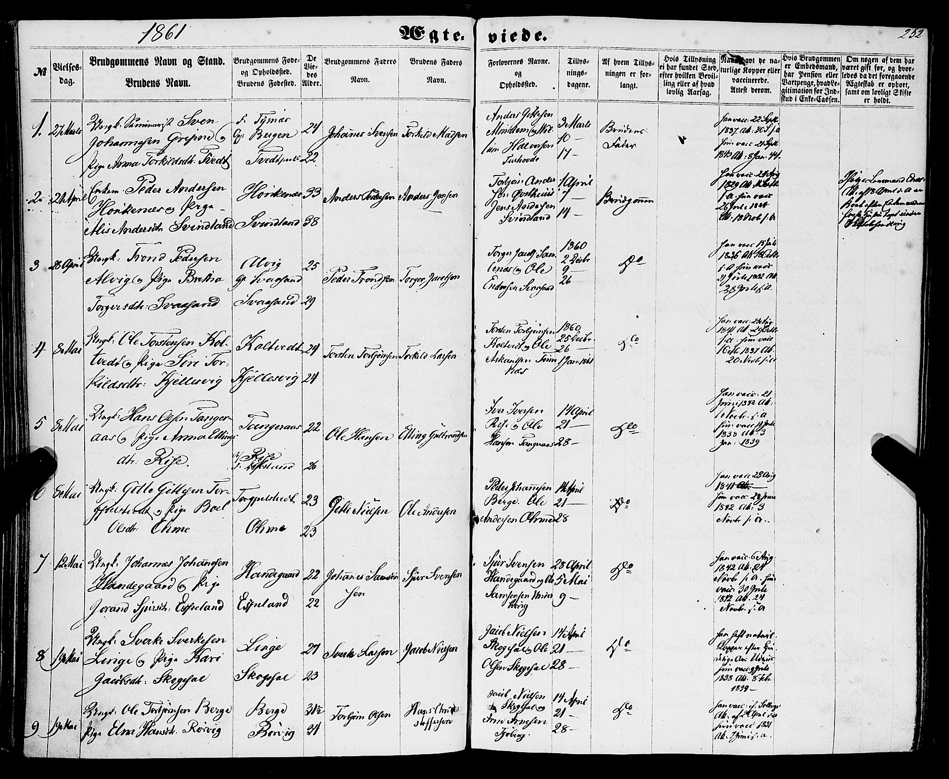 Strandebarm sokneprestembete, AV/SAB-A-78401/H/Haa: Parish register (official) no. A 8, 1858-1872, p. 252