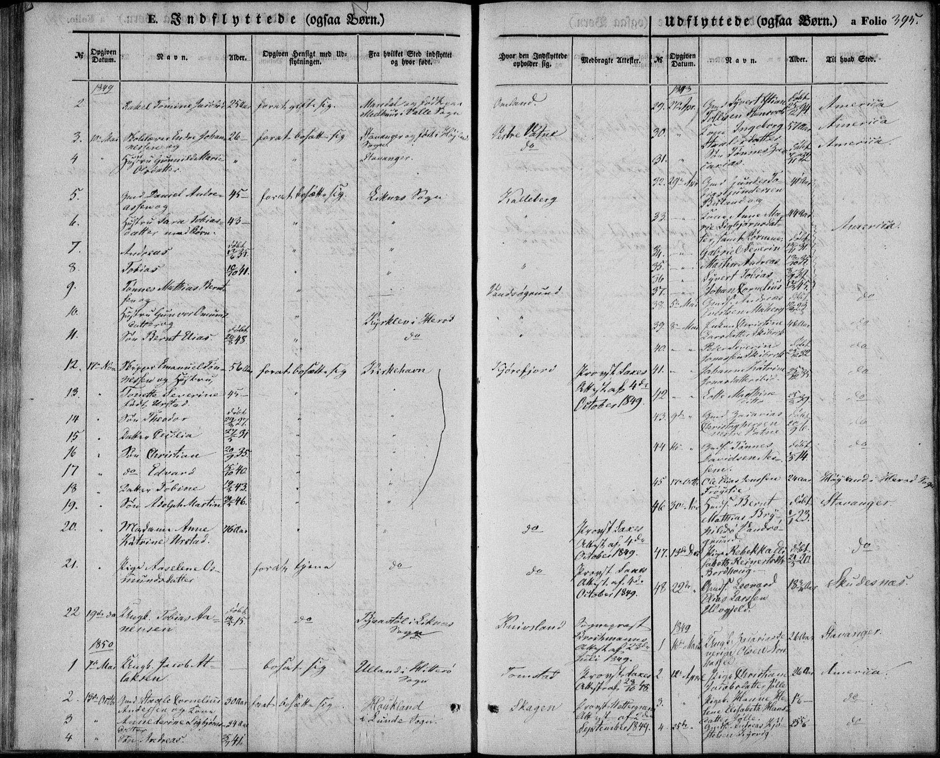 Lista sokneprestkontor, AV/SAK-1111-0027/F/Fb/L0002: Parish register (copy) no. B 2, 1847-1862, p. 395