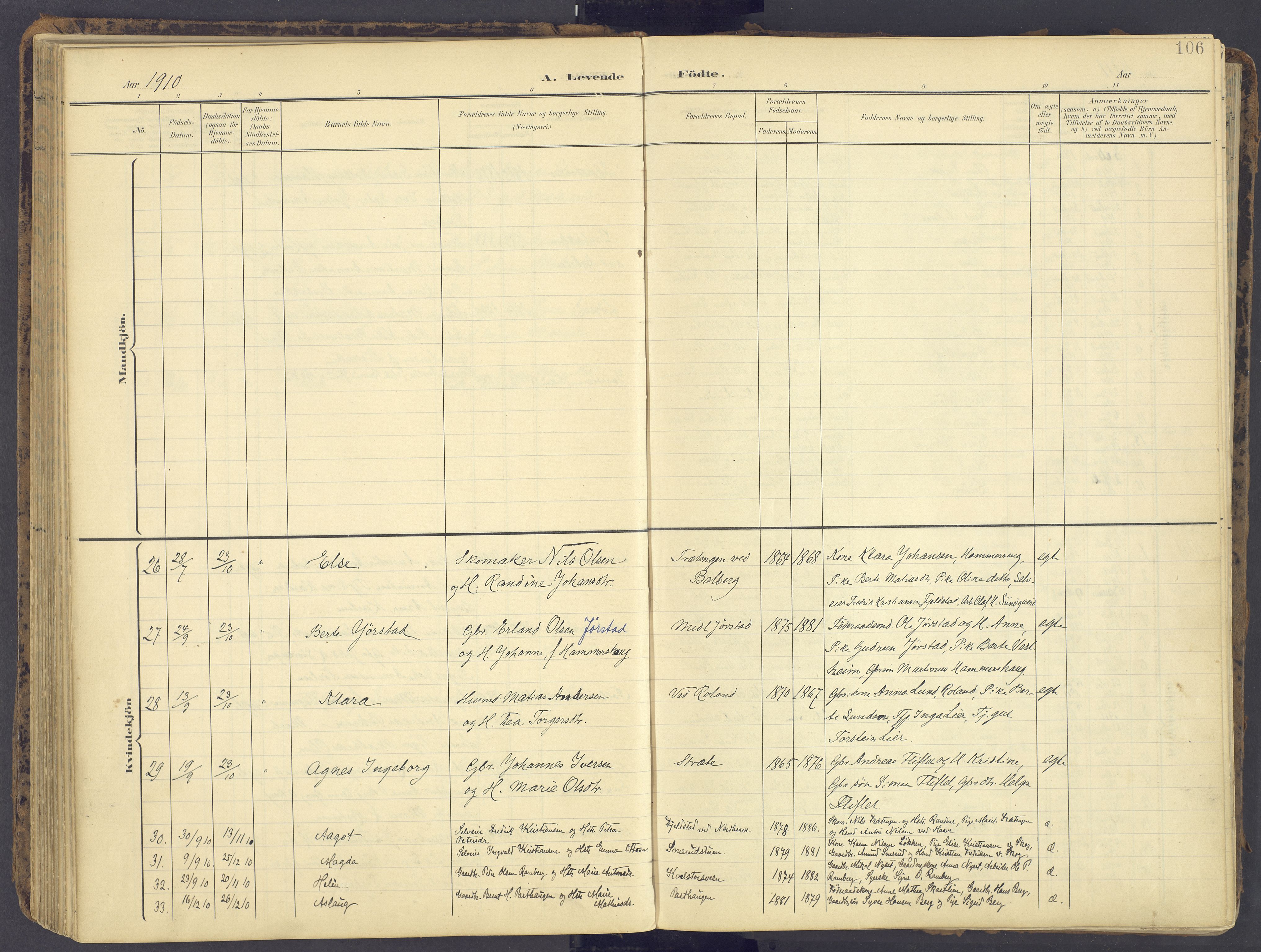 Fåberg prestekontor, AV/SAH-PREST-086/H/Ha/Haa/L0012: Parish register (official) no. 12, 1899-1915, p. 106