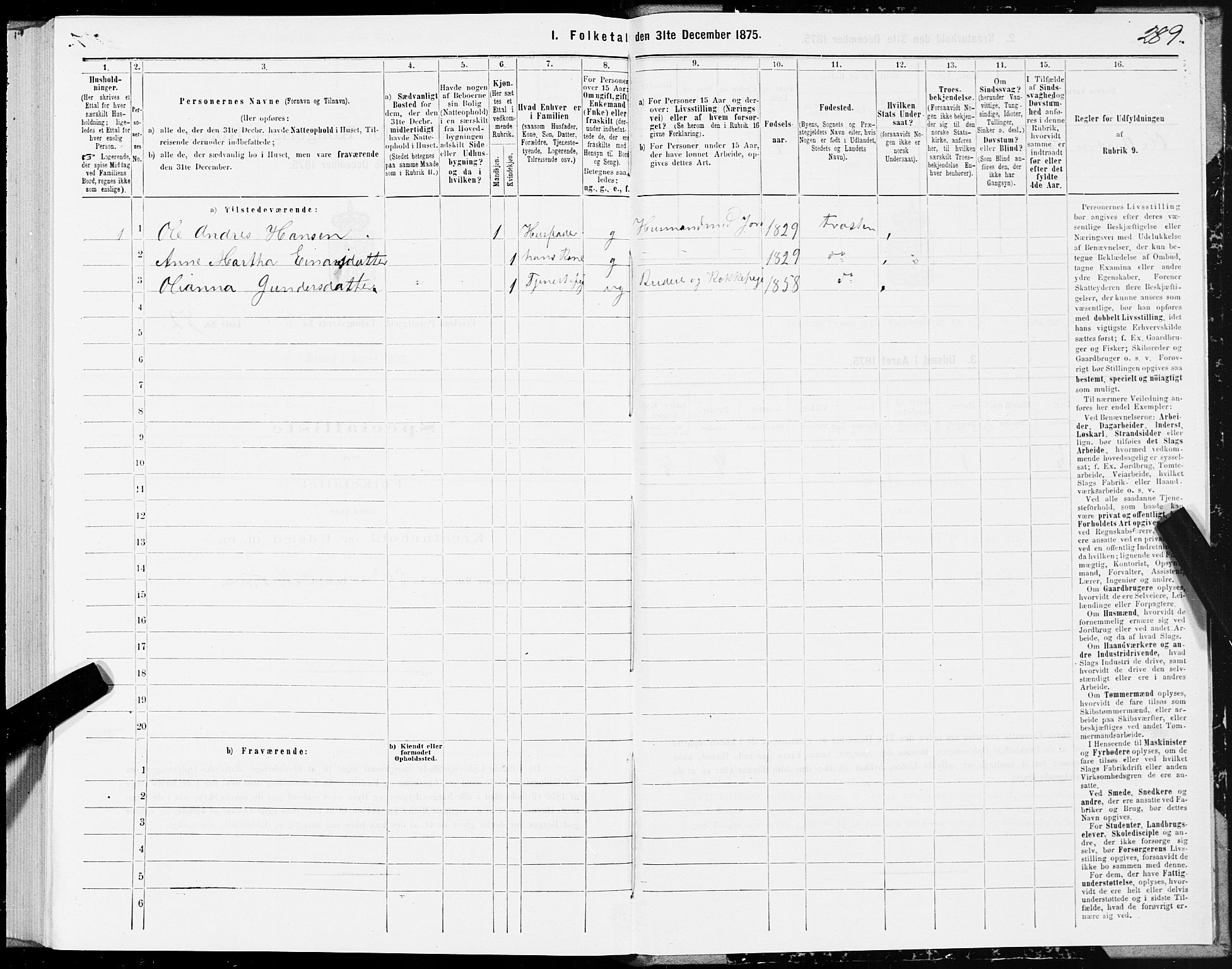 SAT, 1875 census for 1717P Frosta, 1875, p. 4289