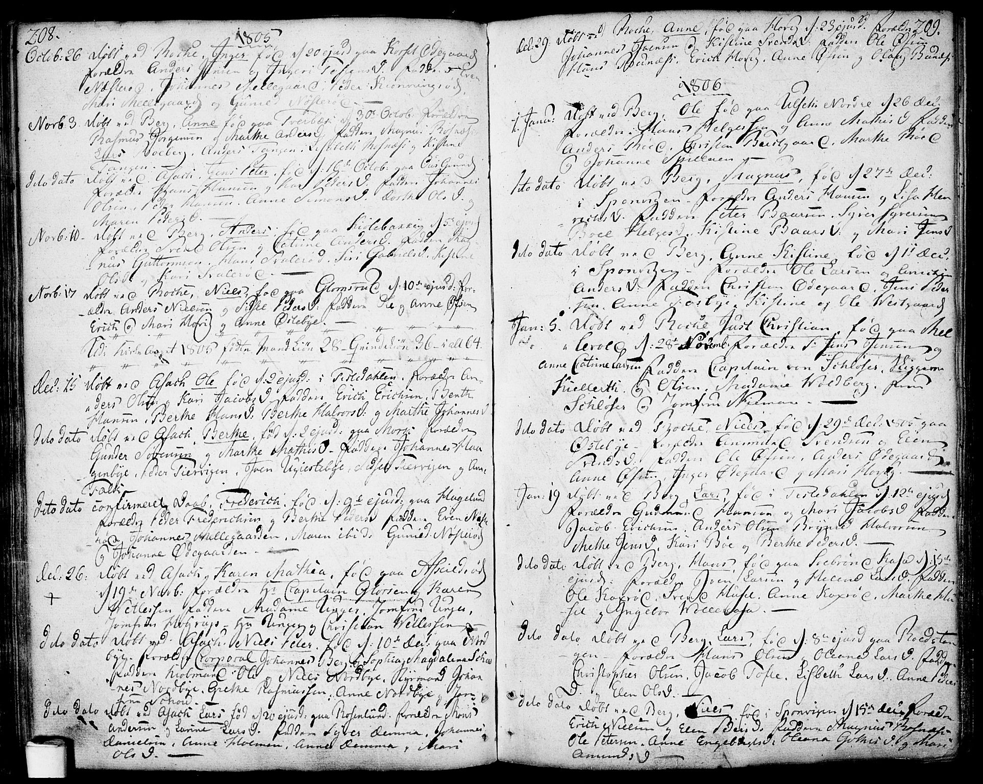 Berg prestekontor Kirkebøker, SAO/A-10902/F/Fa/L0001: Parish register (official) no. I 1, 1770-1814, p. 208-209