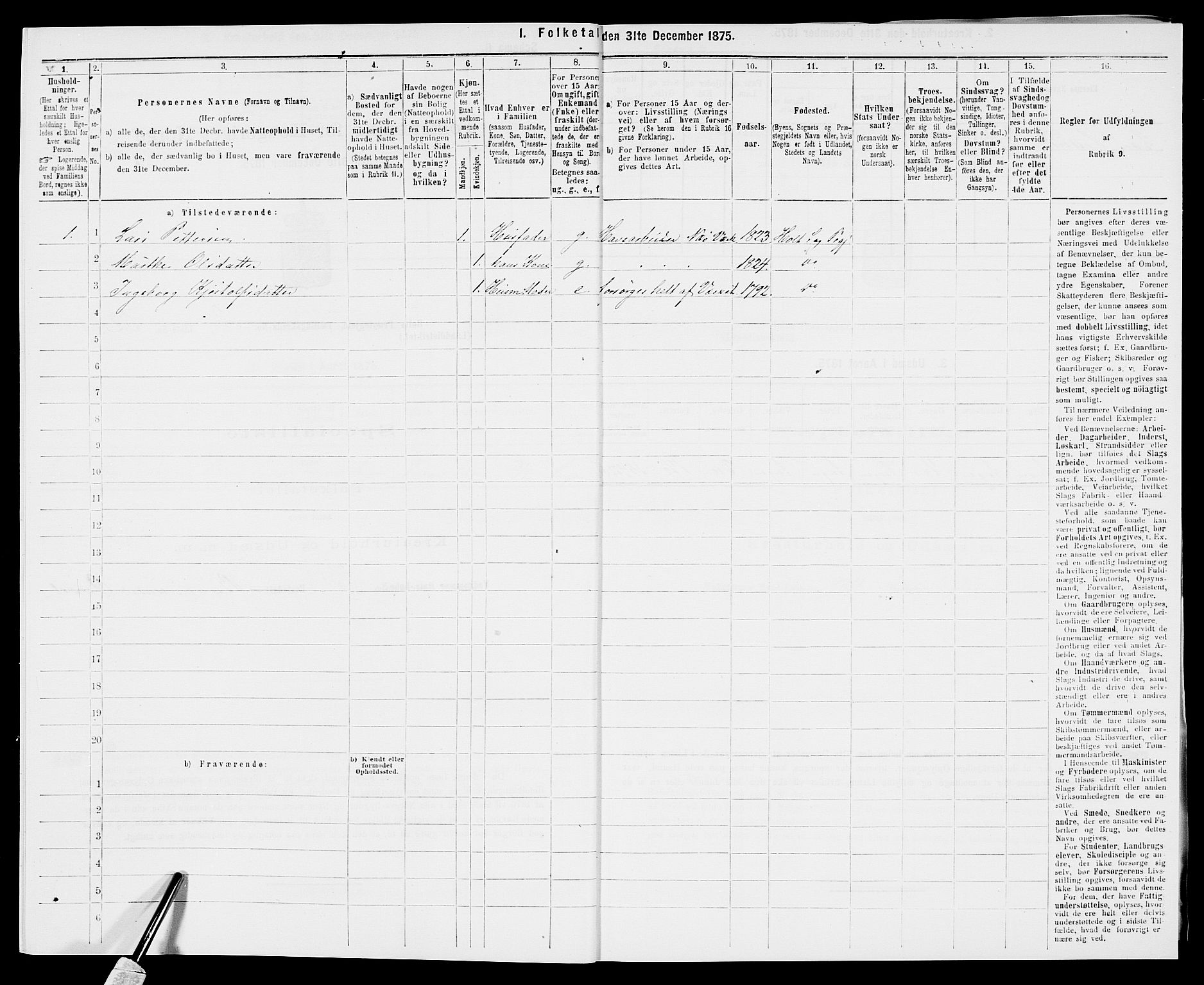 SAK, 1875 census for 0914L Holt/Holt, 1875, p. 300