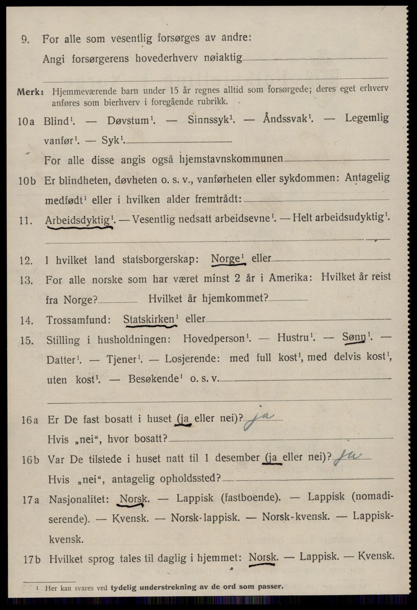 SAT, 1920 census for Agdenes, 1920, p. 2044