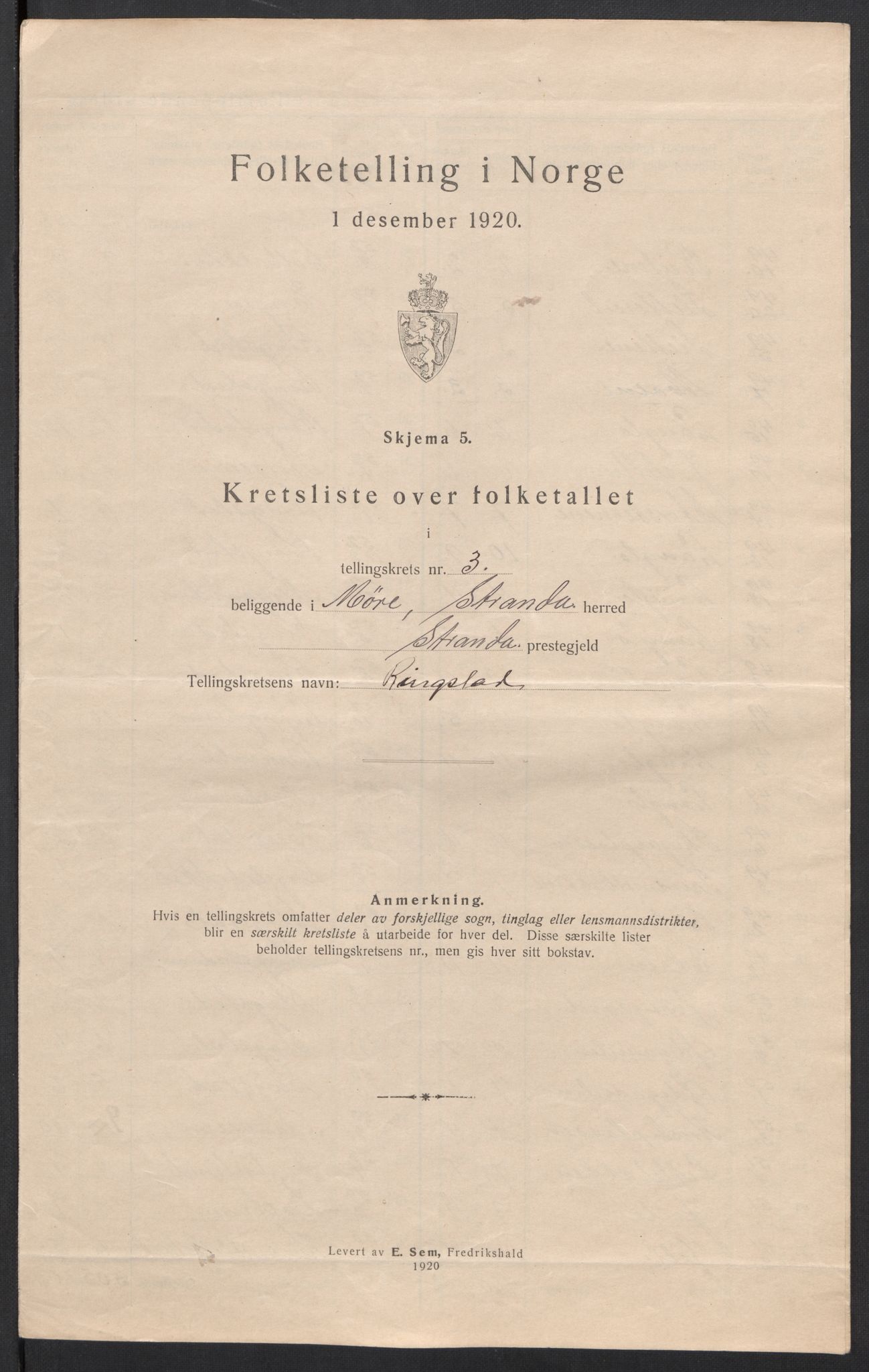 SAT, 1920 census for Stranda, 1920, p. 11