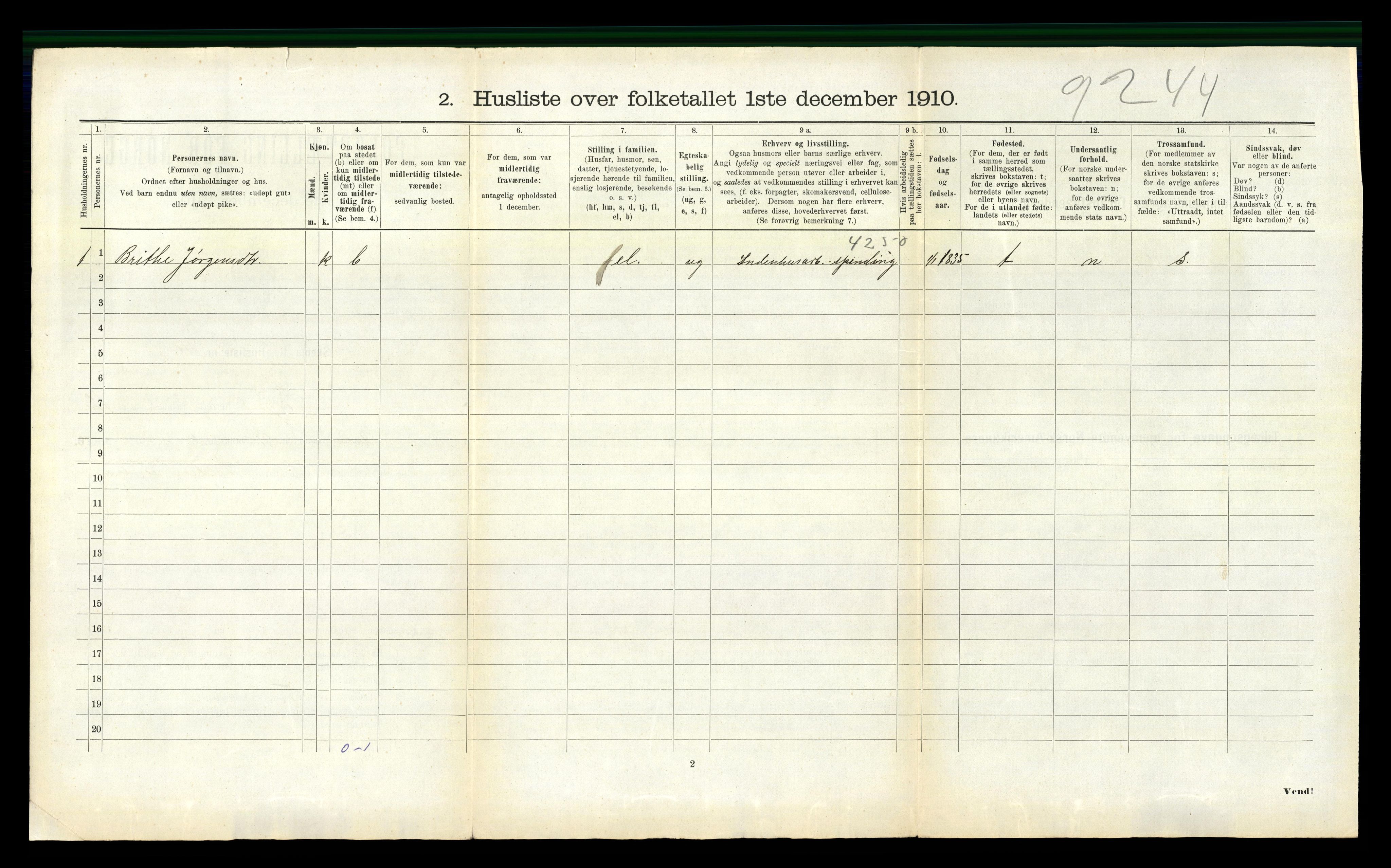 RA, 1910 census for Selje, 1910, p. 1077