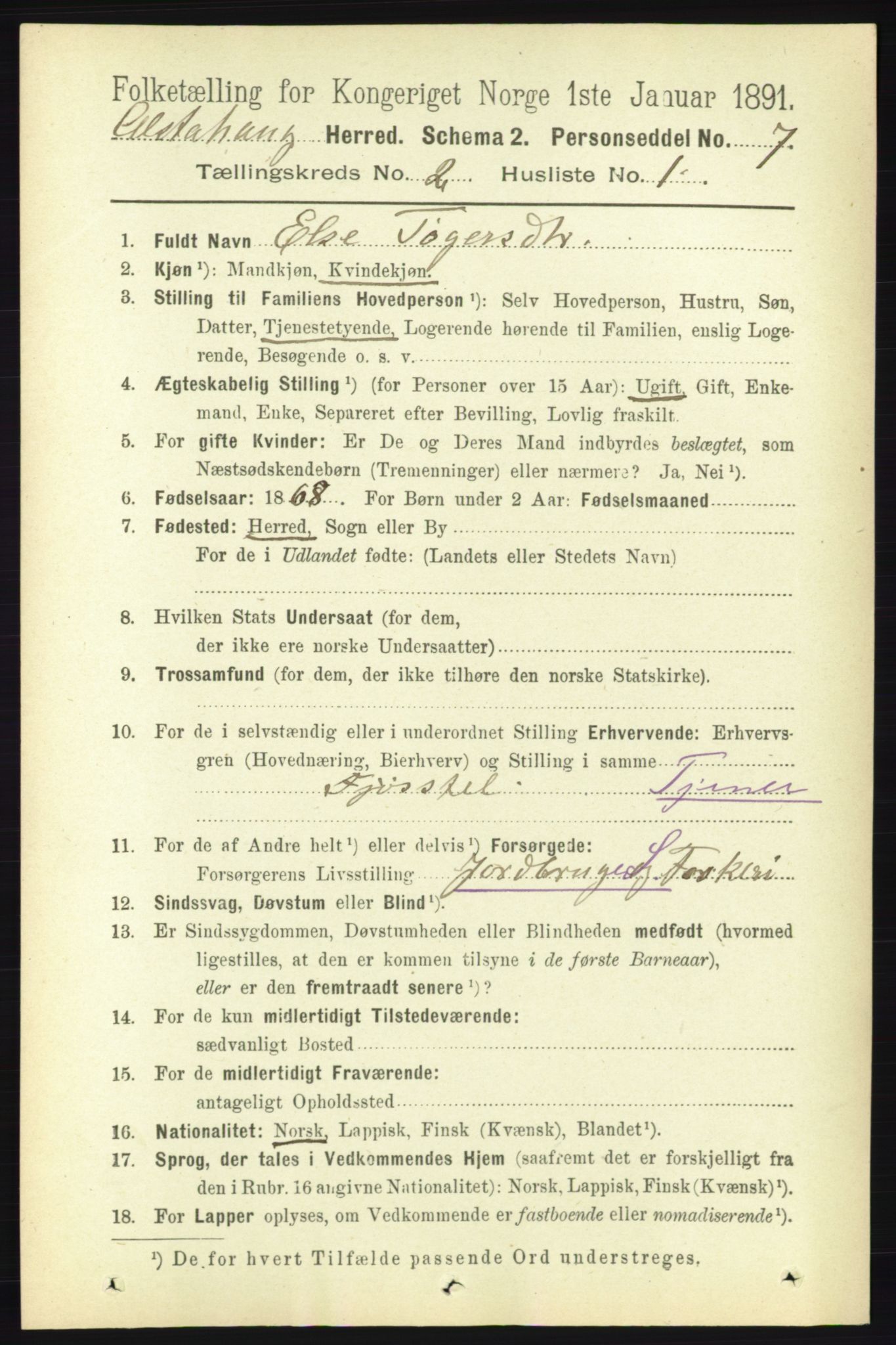 RA, 1891 census for 1820 Alstahaug, 1891, p. 507