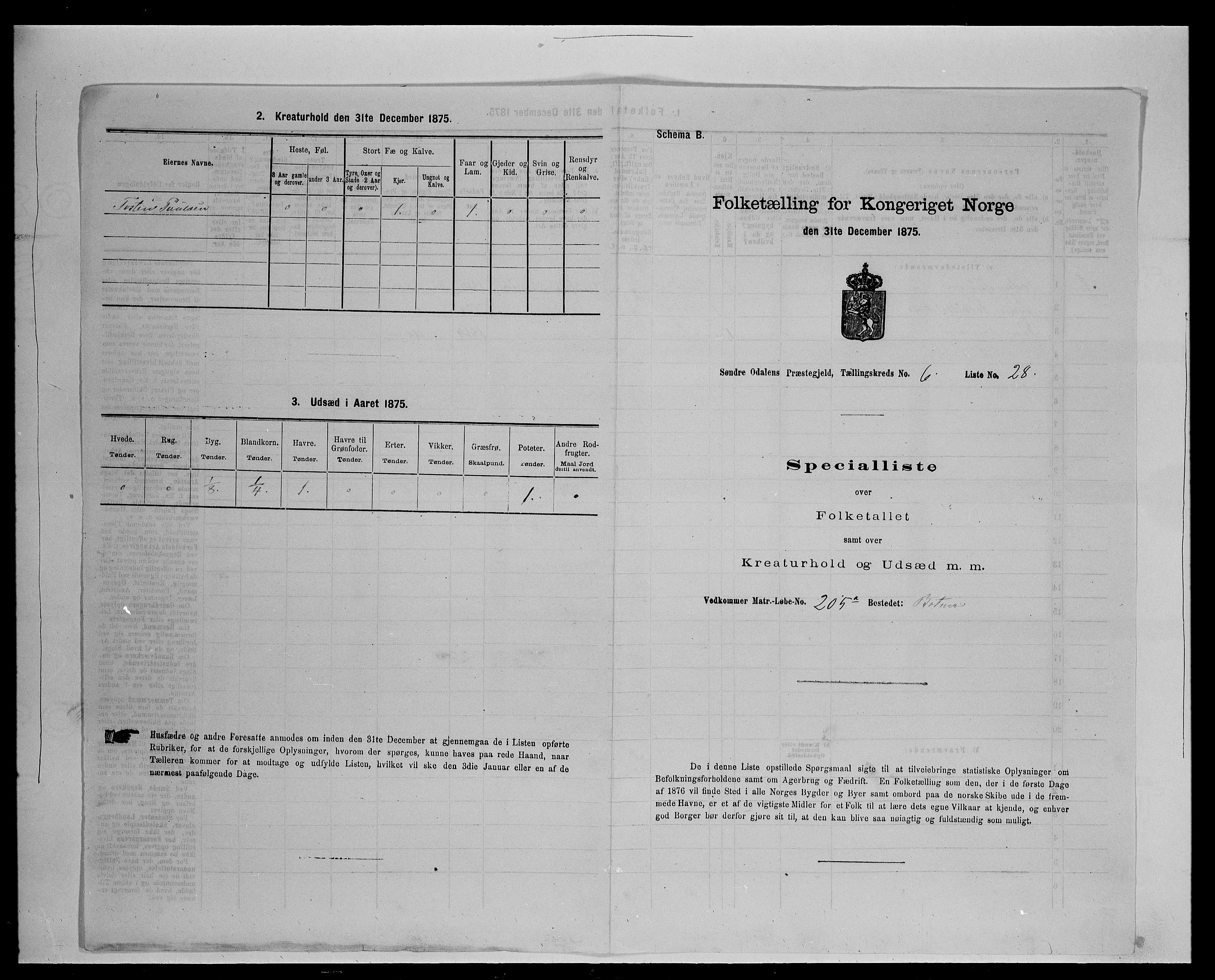 SAH, 1875 census for 0419P Sør-Odal, 1875, p. 651