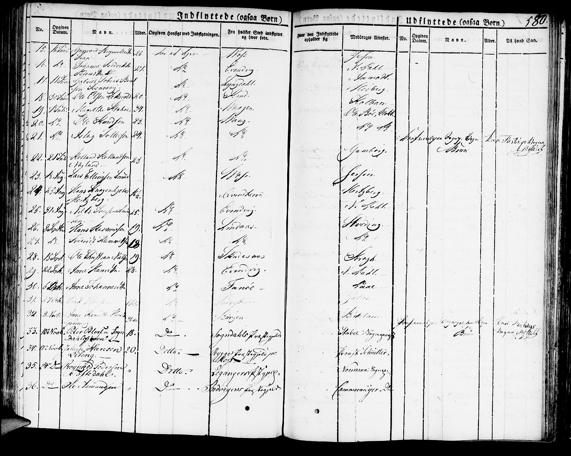 Domkirken sokneprestembete, SAB/A-74801/H/Haa/L0012: Parish register (official) no. A 12, 1821-1840, p. 580