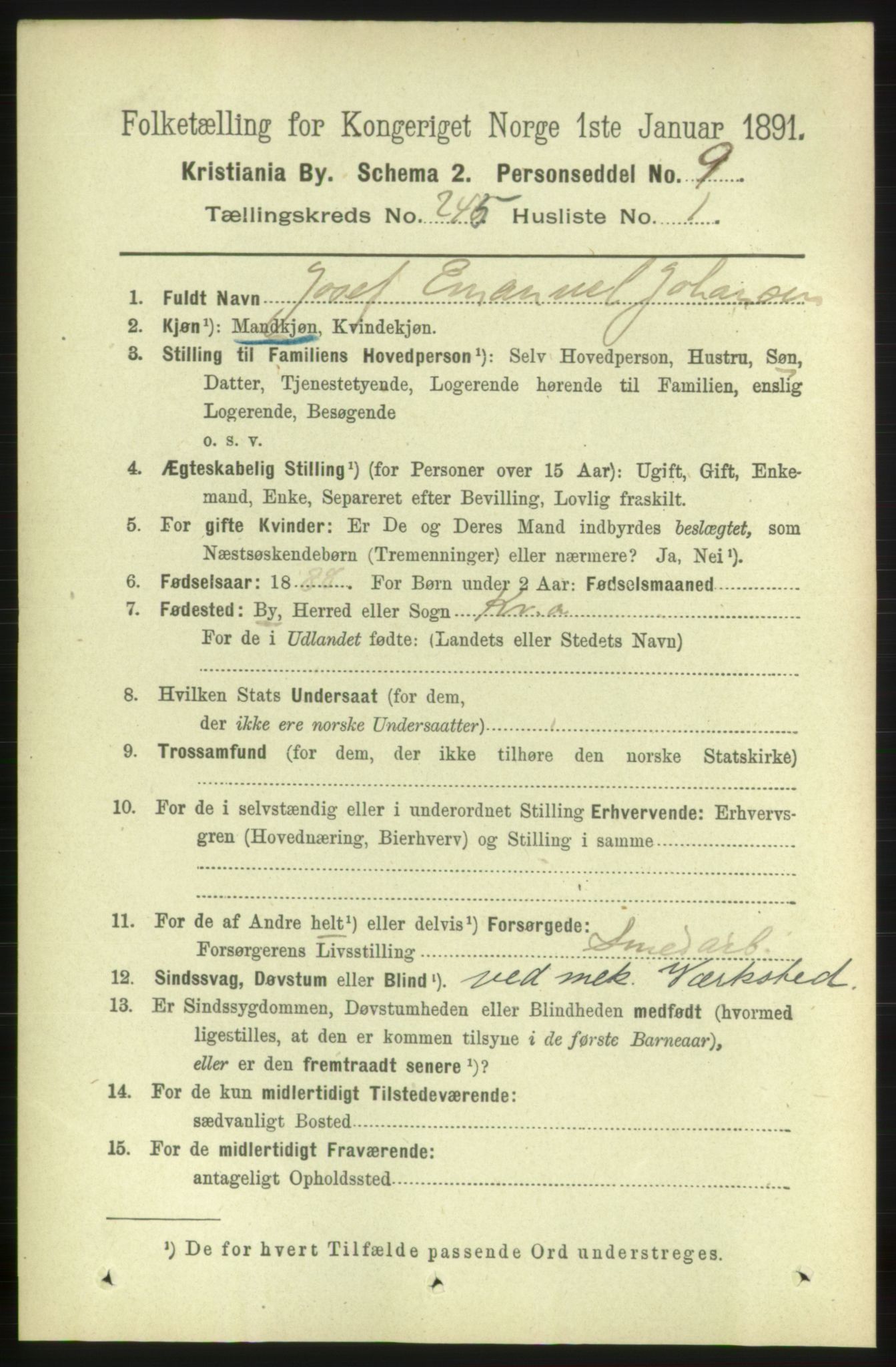 RA, 1891 census for 0301 Kristiania, 1891, p. 149143