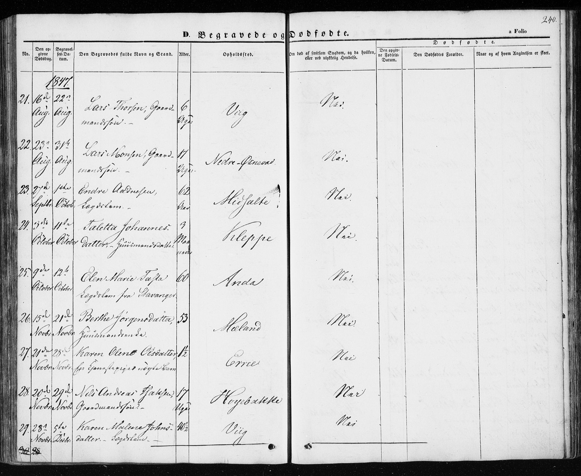 Klepp sokneprestkontor, AV/SAST-A-101803/001/3/30BA/L0004: Parish register (official) no. A 4, 1842-1852, p. 240