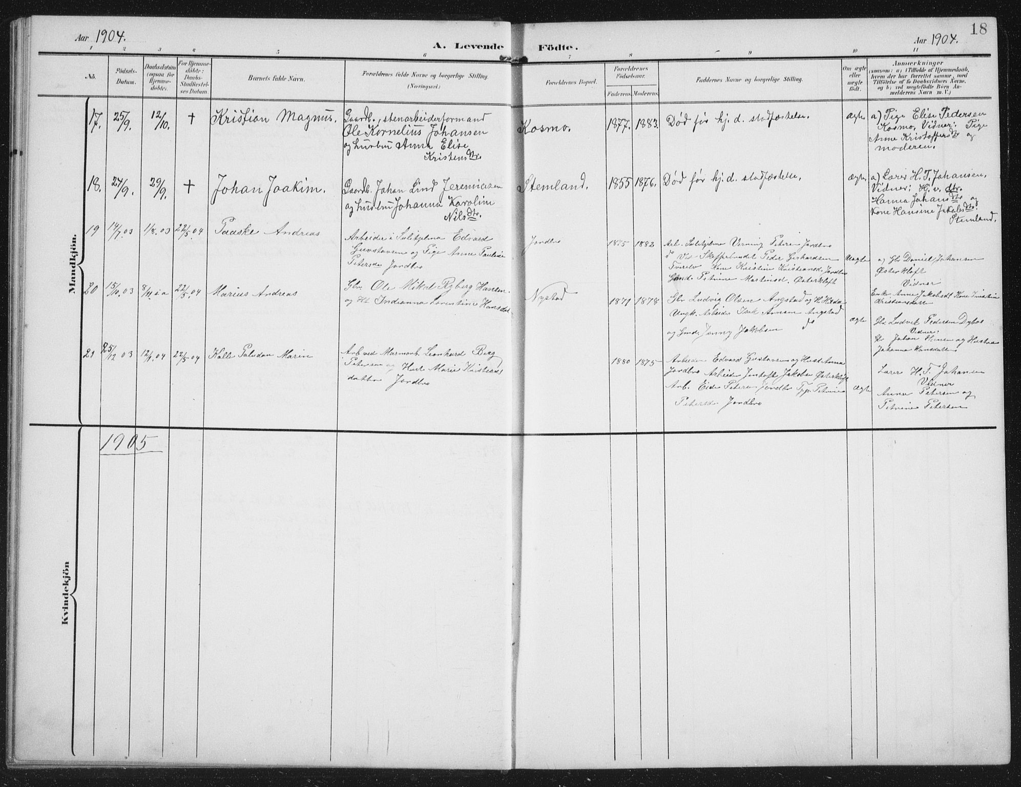 Ministerialprotokoller, klokkerbøker og fødselsregistre - Nordland, AV/SAT-A-1459/851/L0726: Parish register (copy) no. 851C01, 1902-1924, p. 18