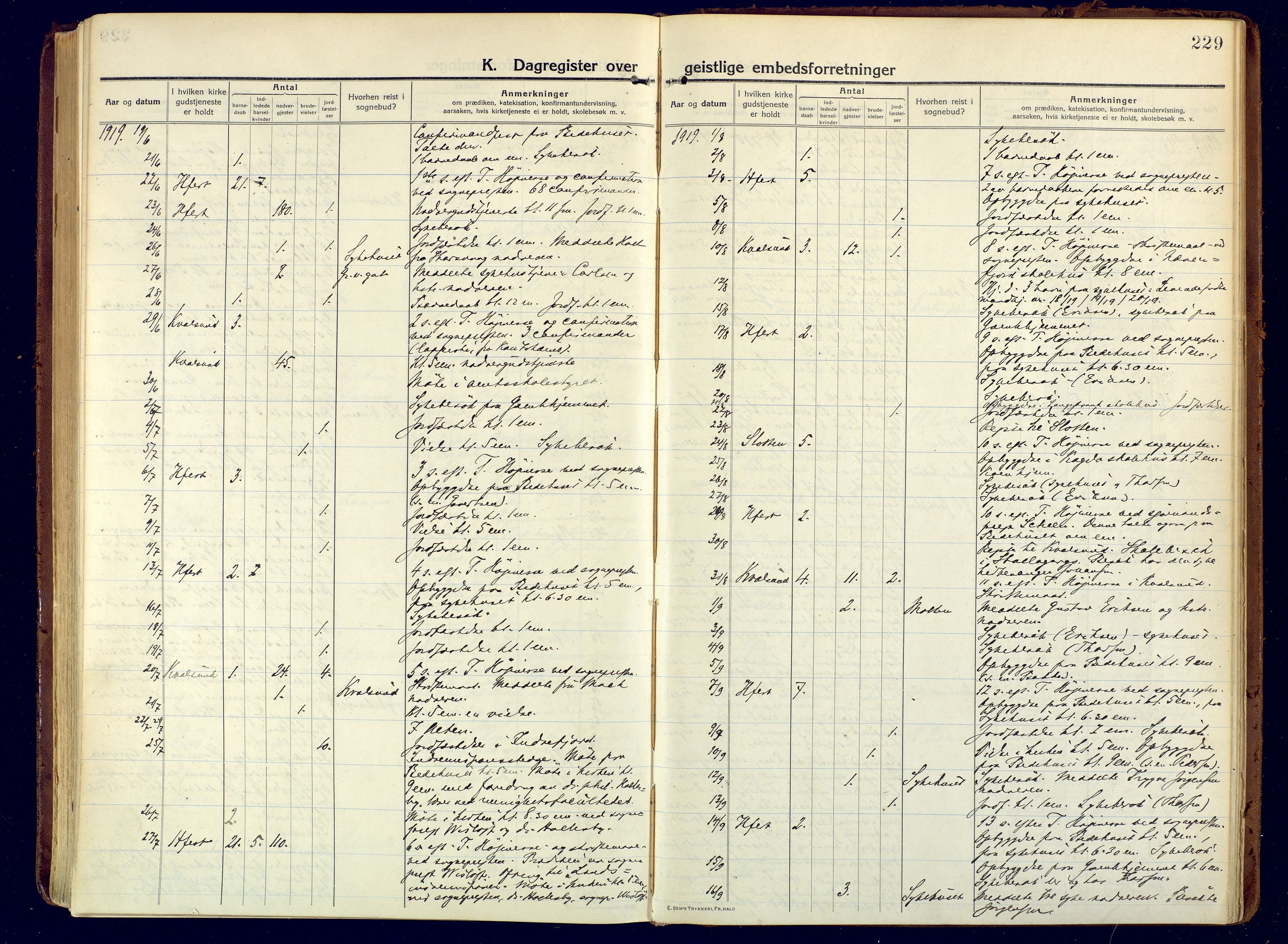 Hammerfest sokneprestkontor, AV/SATØ-S-1347/H/Ha/L0015.kirke: Parish register (official) no. 15, 1916-1923, p. 229