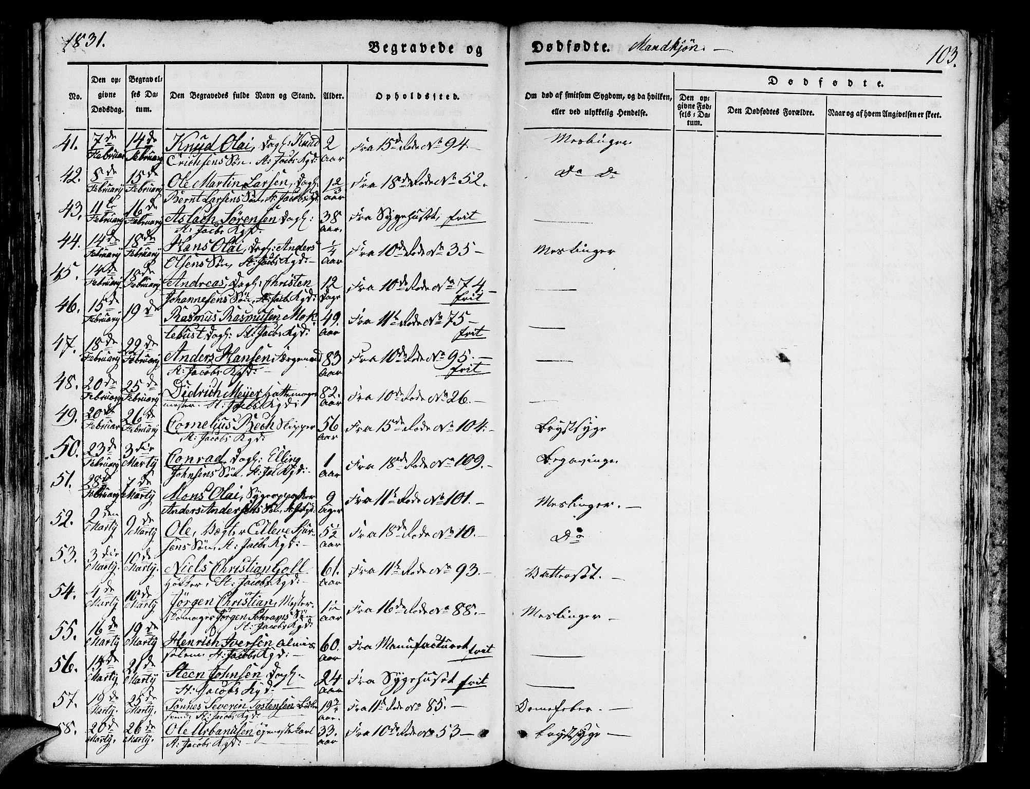 Domkirken sokneprestembete, AV/SAB-A-74801/H/Hab/L0006: Parish register (copy) no. A 6, 1827-1834, p. 103