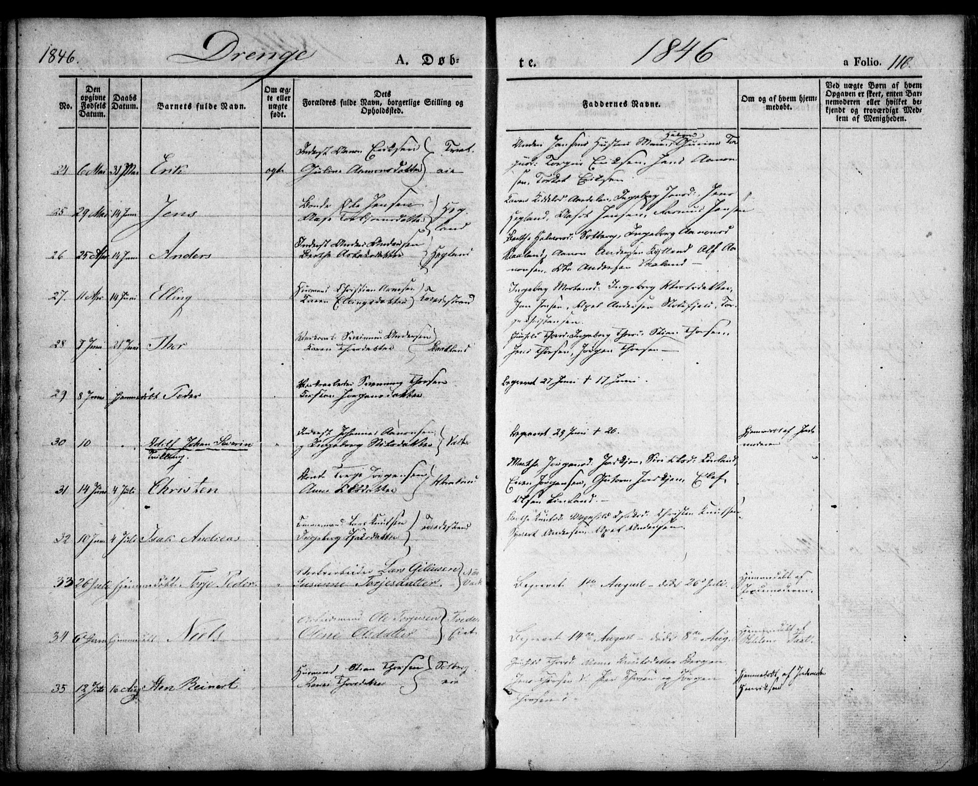 Holt sokneprestkontor, AV/SAK-1111-0021/F/Fa/L0007: Parish register (official) no. A 7, 1836-1848, p. 116