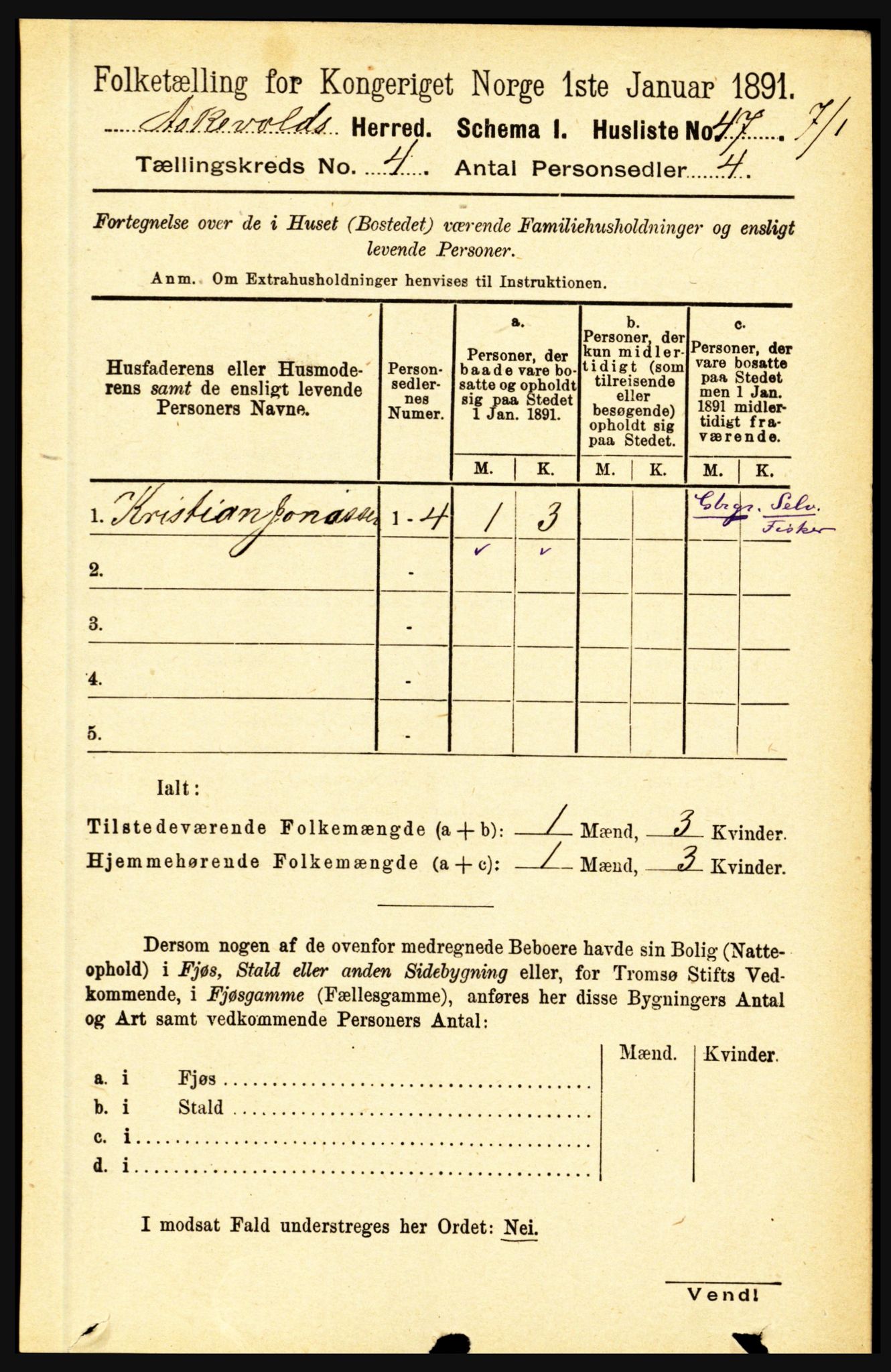 RA, 1891 census for 1428 Askvoll, 1891, p. 1235