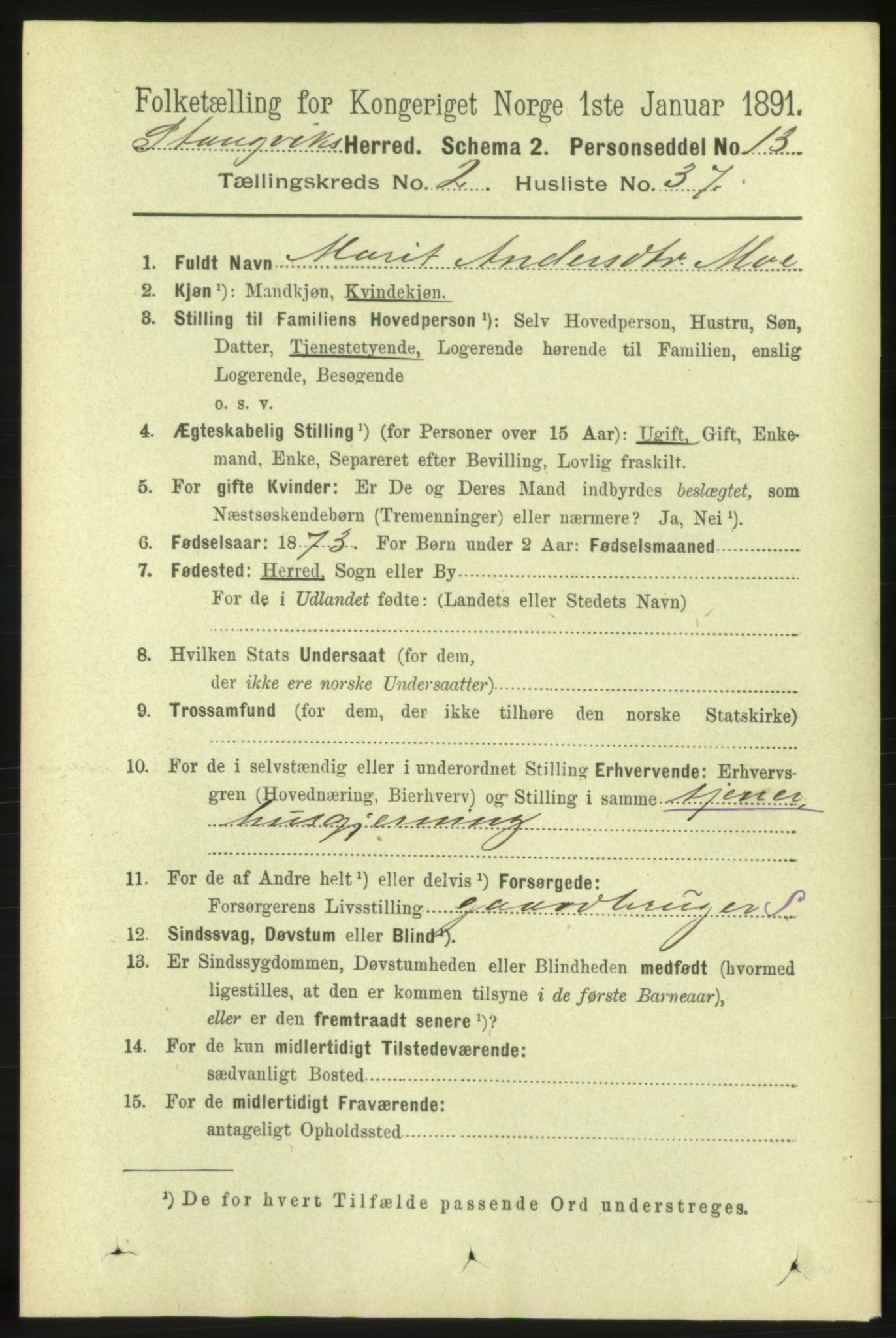 RA, 1891 census for 1564 Stangvik, 1891, p. 922