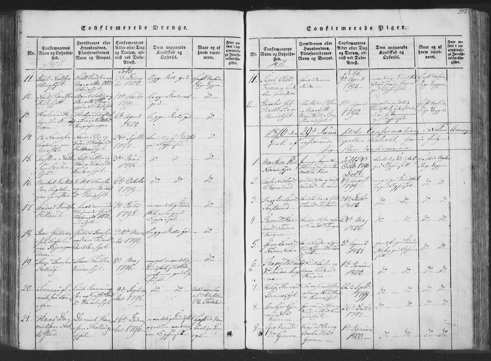 Rollag kirkebøker, AV/SAKO-A-240/F/Fa/L0006: Parish register (official) no. I 6, 1814-1828, p. 237