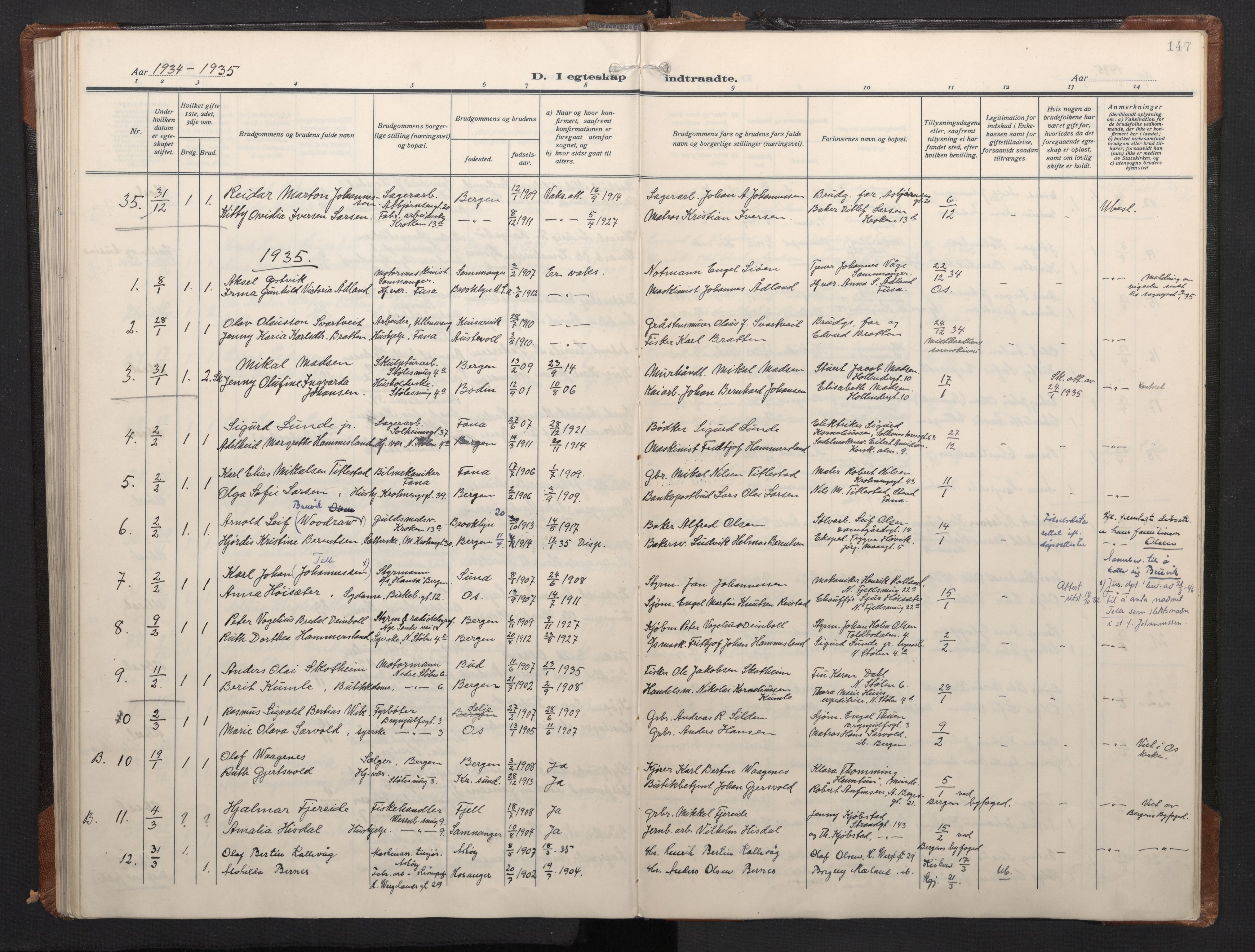 Mariakirken Sokneprestembete, AV/SAB-A-76901/H/Haa/L0016: Parish register (official) no. C 4, 1927-1938, p. 146b-147a