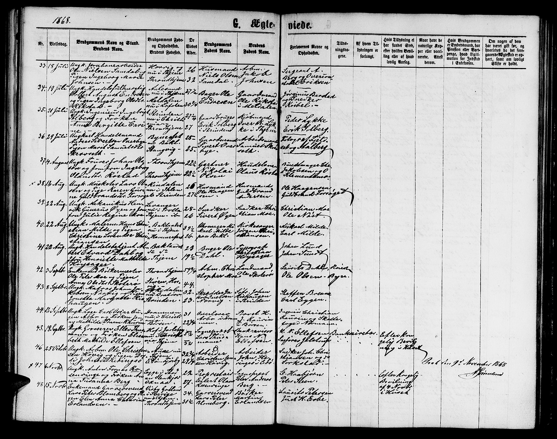 Ministerialprotokoller, klokkerbøker og fødselsregistre - Sør-Trøndelag, AV/SAT-A-1456/602/L0141: Parish register (copy) no. 602C09, 1865-1877