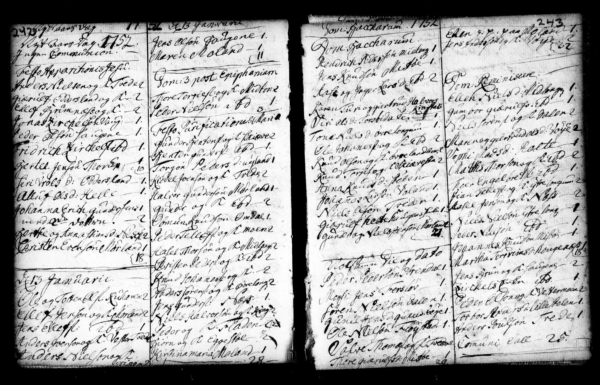 Holt sokneprestkontor, AV/SAK-1111-0021/F/Fa/L0002: Parish register (official) no. A 2, 1739-1753, p. 242-243