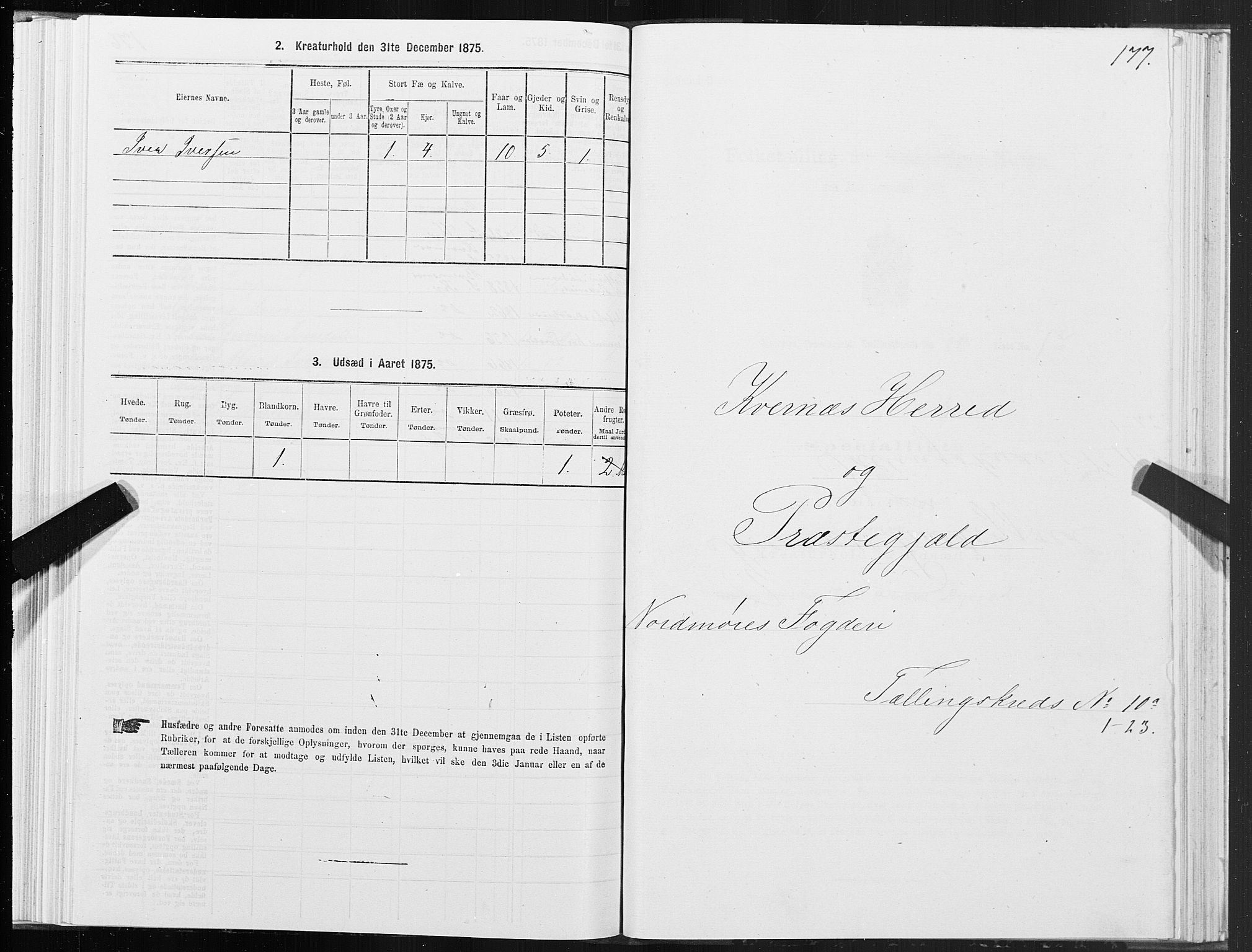 SAT, 1875 census for 1553P Kvernes, 1875, p. 5177