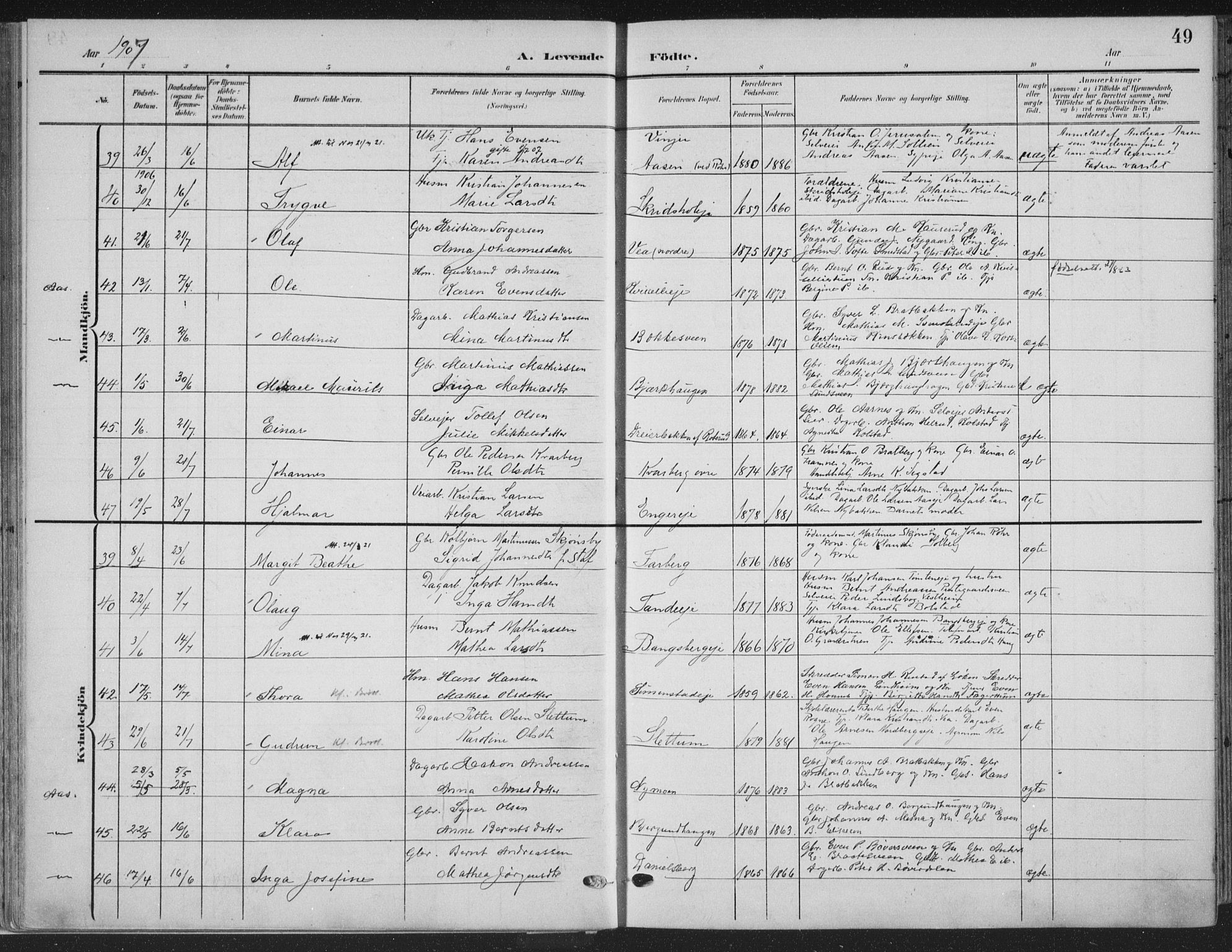 Ringsaker prestekontor, AV/SAH-PREST-014/K/Ka/L0018: Parish register (official) no. 18, 1903-1912, p. 49