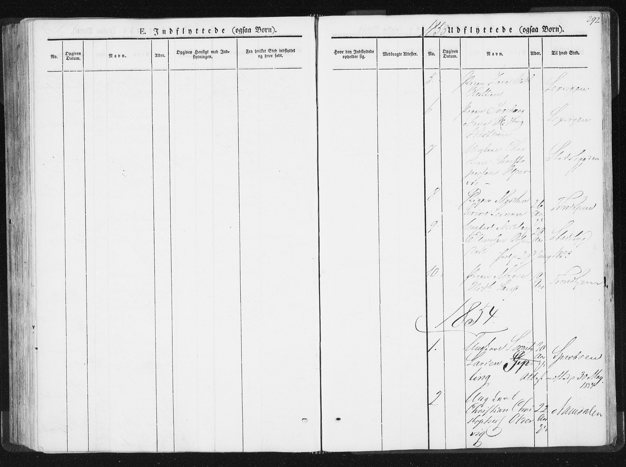 Ministerialprotokoller, klokkerbøker og fødselsregistre - Nord-Trøndelag, SAT/A-1458/744/L0418: Parish register (official) no. 744A02, 1843-1866, p. 292