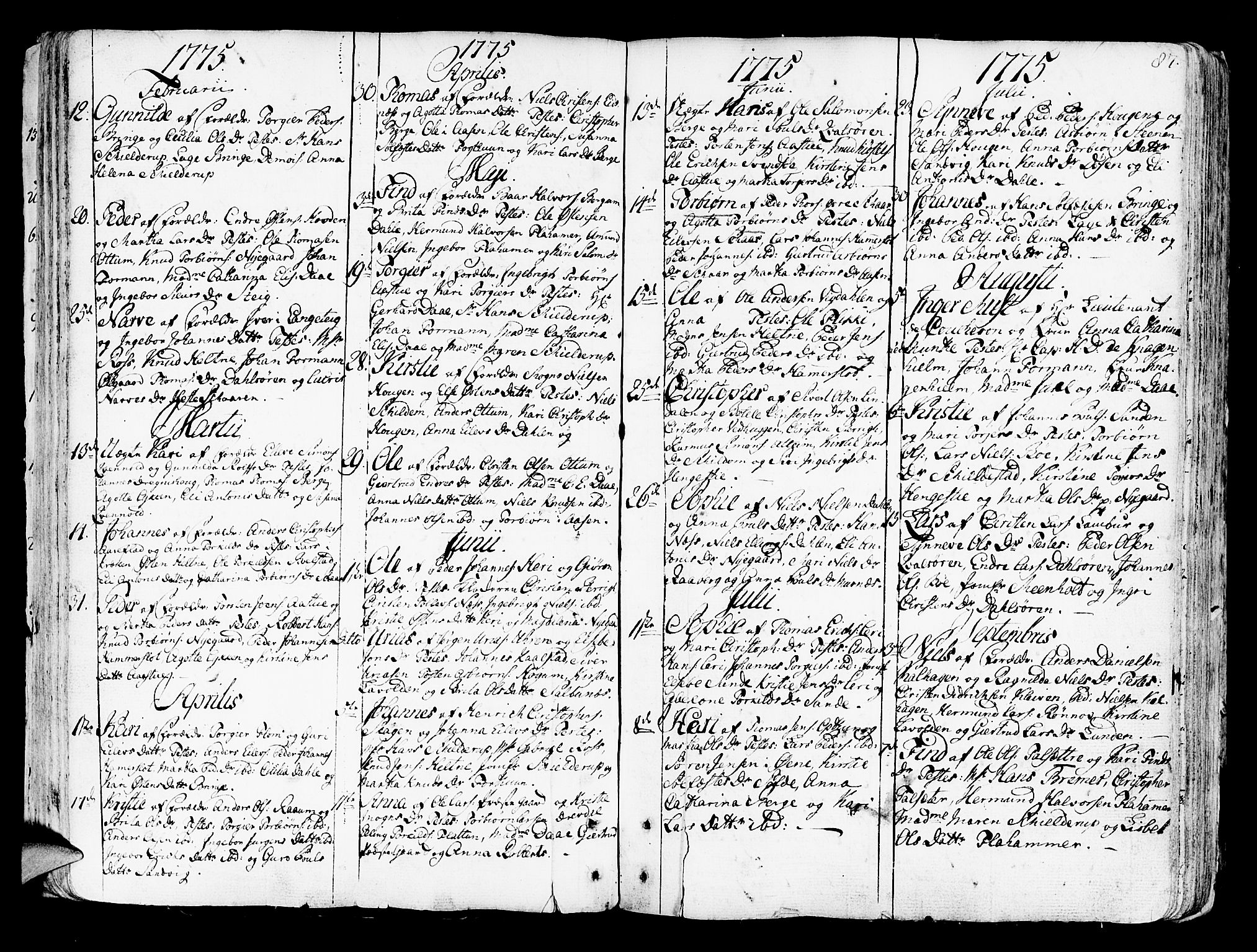 Luster sokneprestembete, AV/SAB-A-81101/H/Haa/Haaa/L0001: Parish register (official) no. A 1, 1731-1803, p. 87