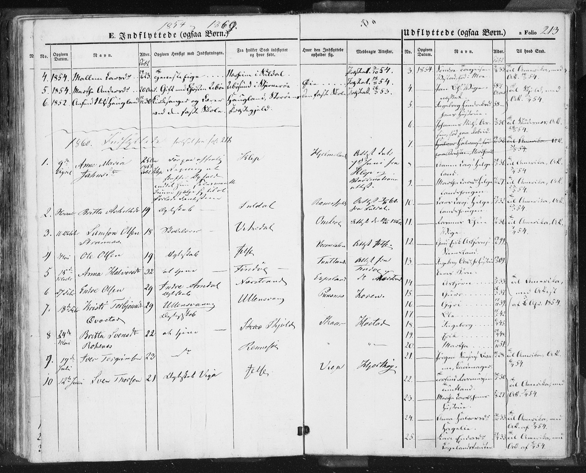 Hjelmeland sokneprestkontor, AV/SAST-A-101843/01/IV/L0009: Parish register (official) no. A 9, 1846-1860, p. 213