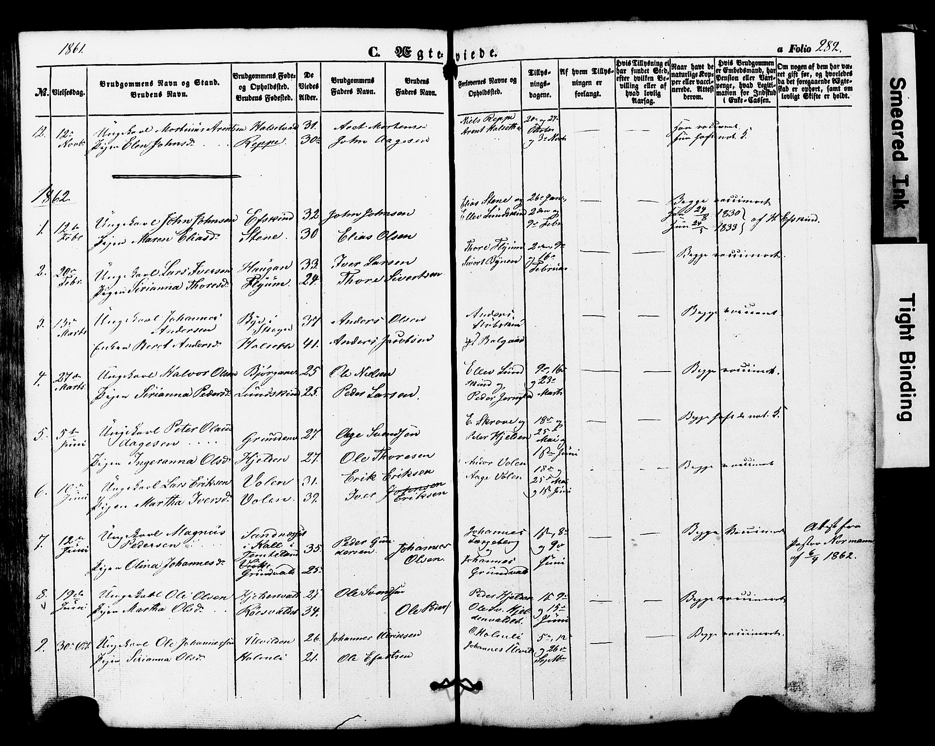 Ministerialprotokoller, klokkerbøker og fødselsregistre - Nord-Trøndelag, AV/SAT-A-1458/724/L0268: Parish register (copy) no. 724C04, 1846-1878, p. 282