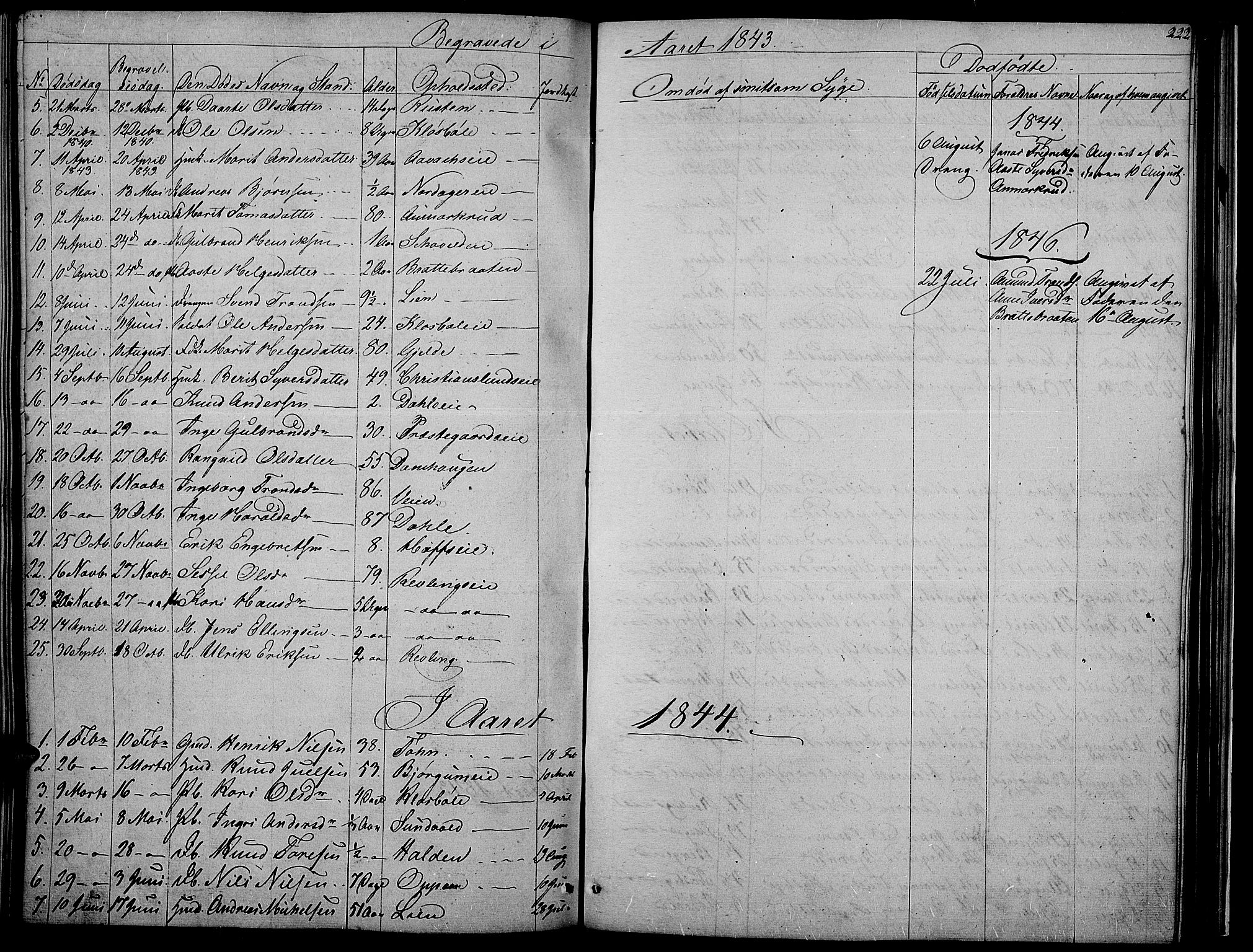 Nord-Aurdal prestekontor, SAH/PREST-132/H/Ha/Hab/L0002: Parish register (copy) no. 2, 1842-1877, p. 222