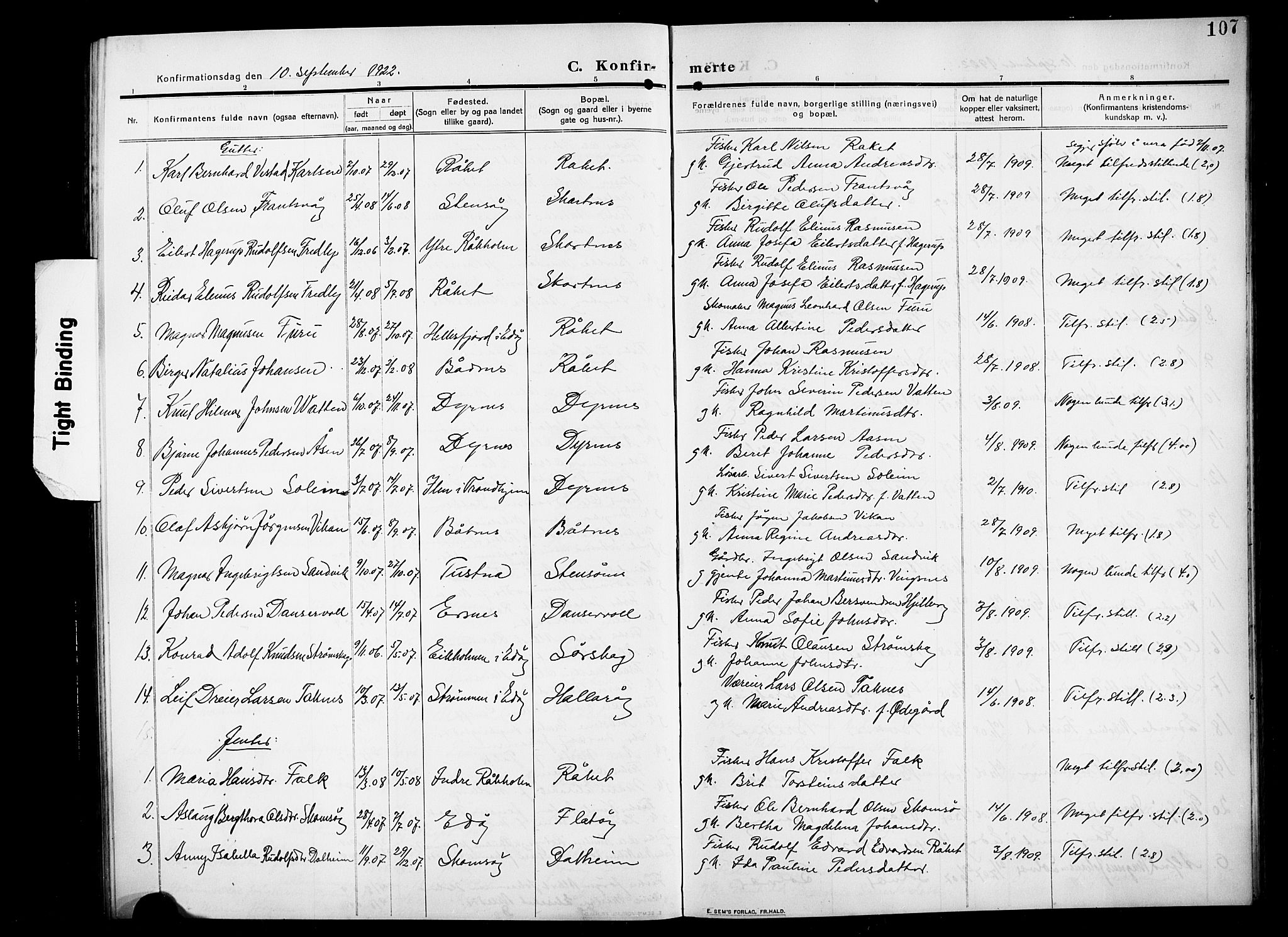 Ministerialprotokoller, klokkerbøker og fødselsregistre - Møre og Romsdal, AV/SAT-A-1454/582/L0949: Parish register (copy) no. 582C01, 1909-1925, p. 107