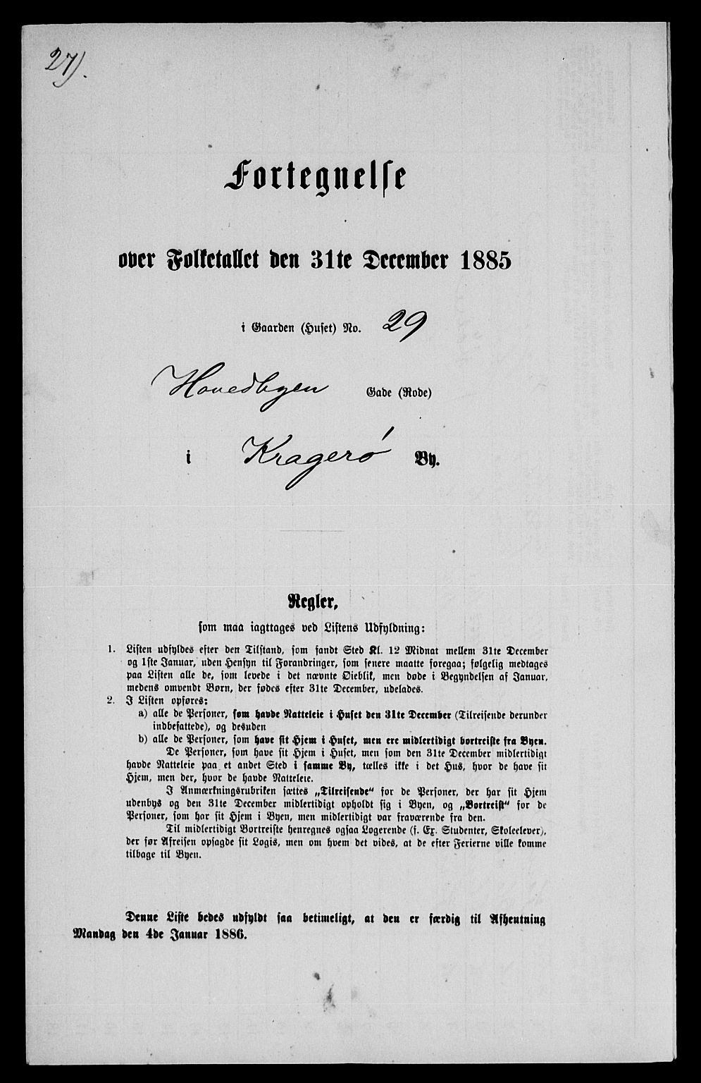 SAKO, 1885 census for 0801 Kragerø, 1885, p. 1085