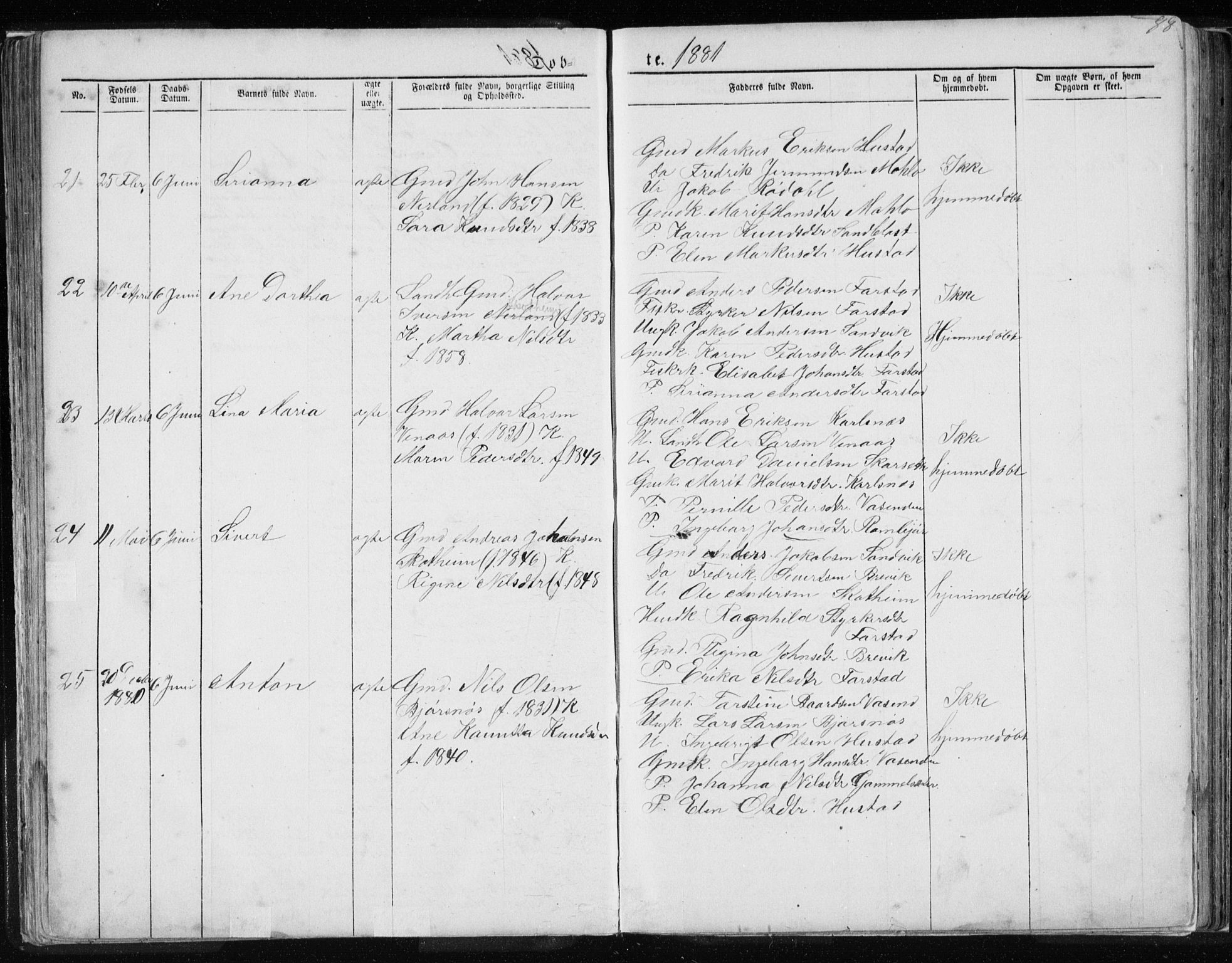 Ministerialprotokoller, klokkerbøker og fødselsregistre - Møre og Romsdal, AV/SAT-A-1454/567/L0782: Parish register (copy) no. 567C02, 1867-1886, p. 88