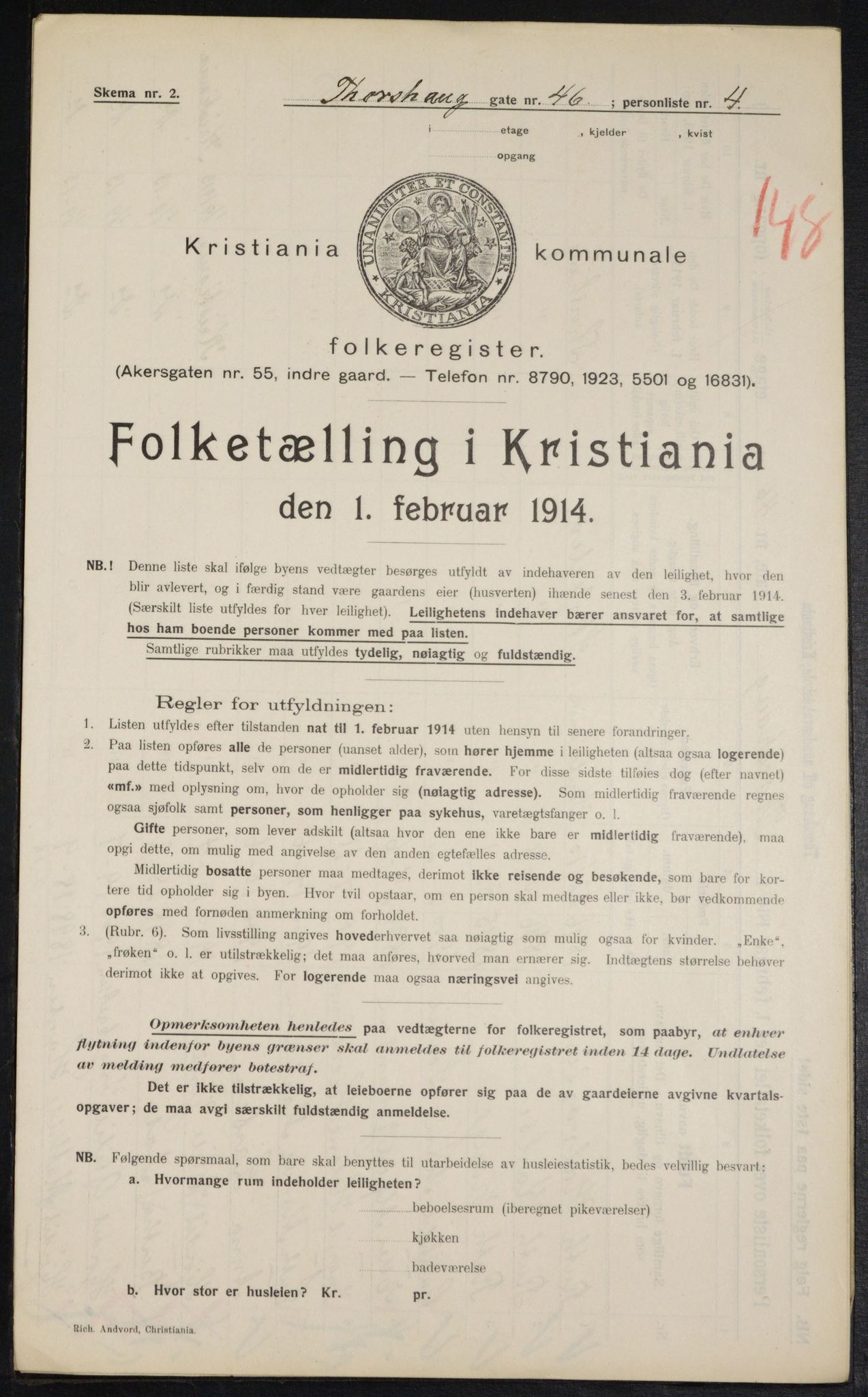 OBA, Municipal Census 1914 for Kristiania, 1914, p. 115817