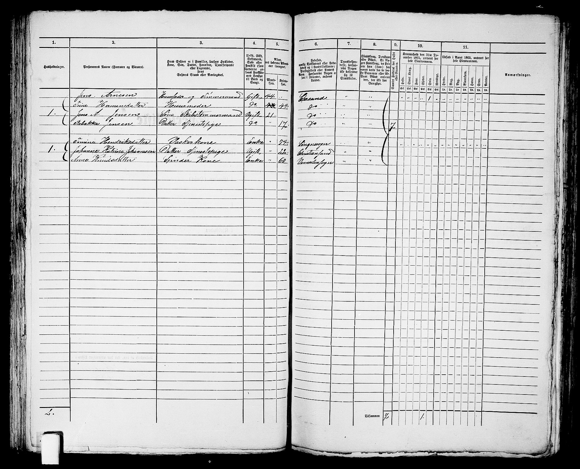 RA, 1865 census for Kristiansand, 1865, p. 659