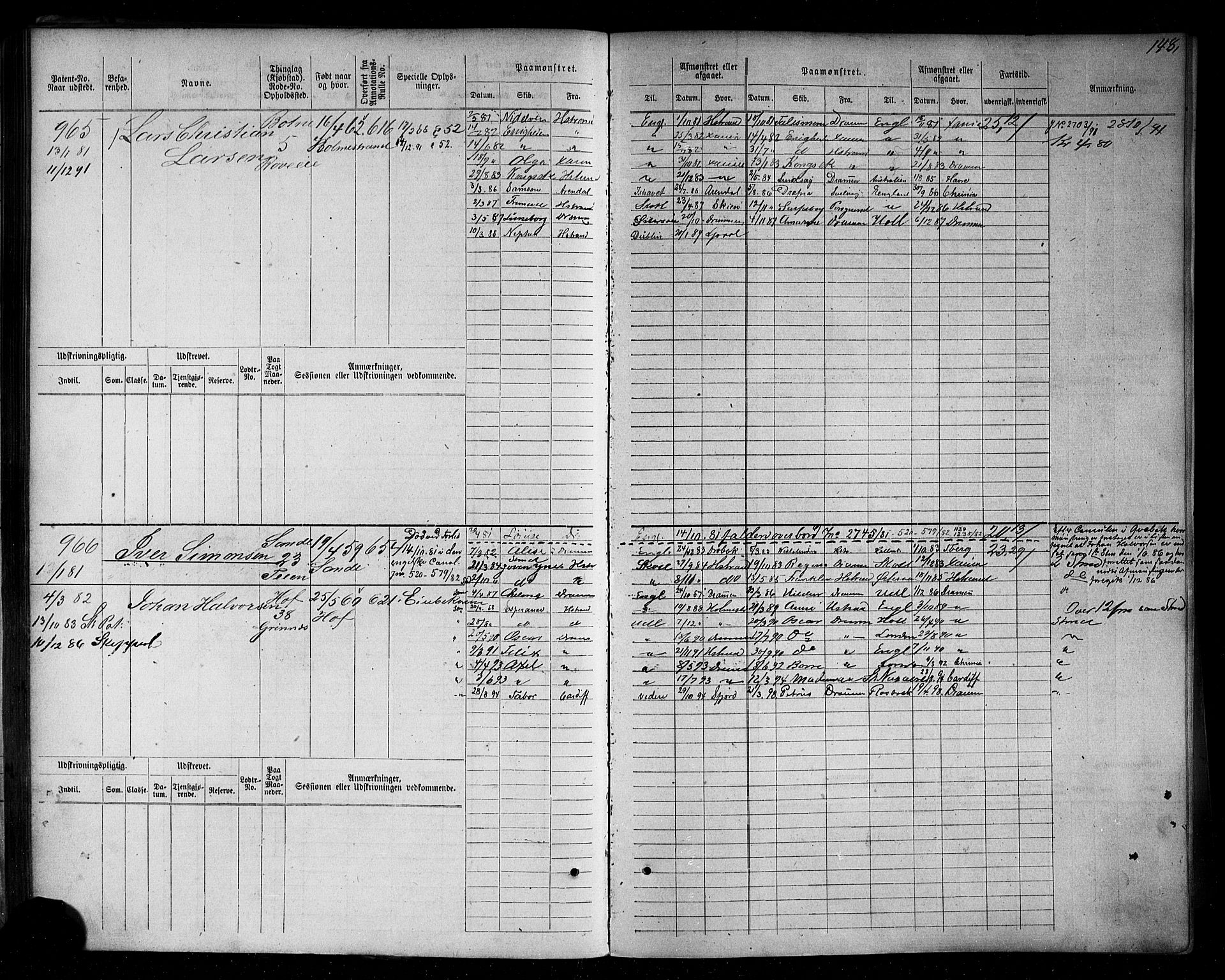 Holmestrand innrulleringskontor, AV/SAKO-A-1151/F/Fc/L0004: Hovedrulle, 1872-1913, p. 186