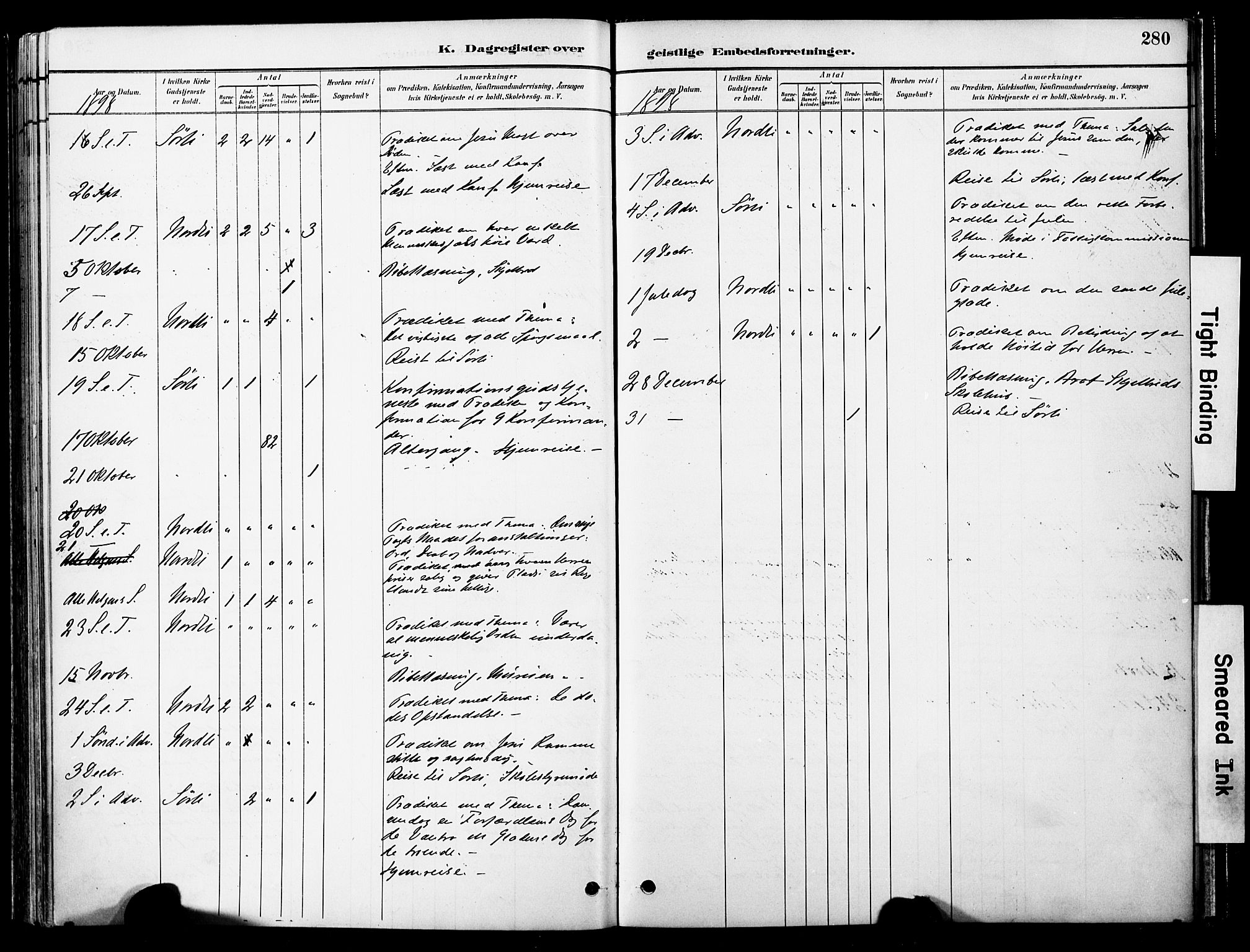 Ministerialprotokoller, klokkerbøker og fødselsregistre - Nord-Trøndelag, SAT/A-1458/755/L0494: Parish register (official) no. 755A03, 1882-1902, p. 280